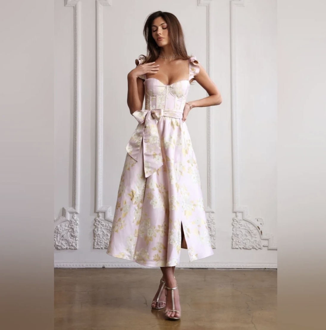 V Chapman Vera Ruffle Strap Corset Dress Lilac