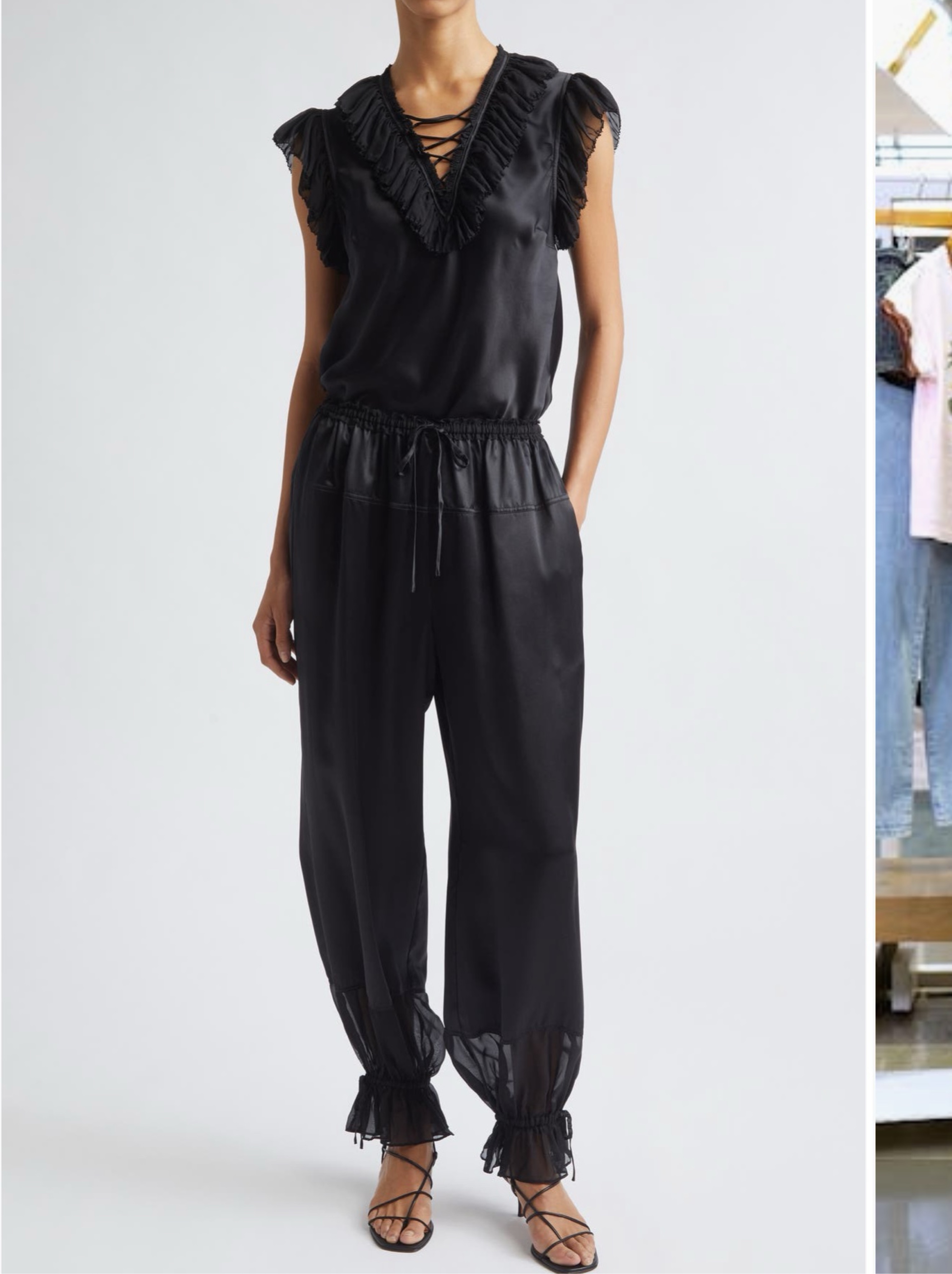Ulla Johnson Black Silk Cinched Pants