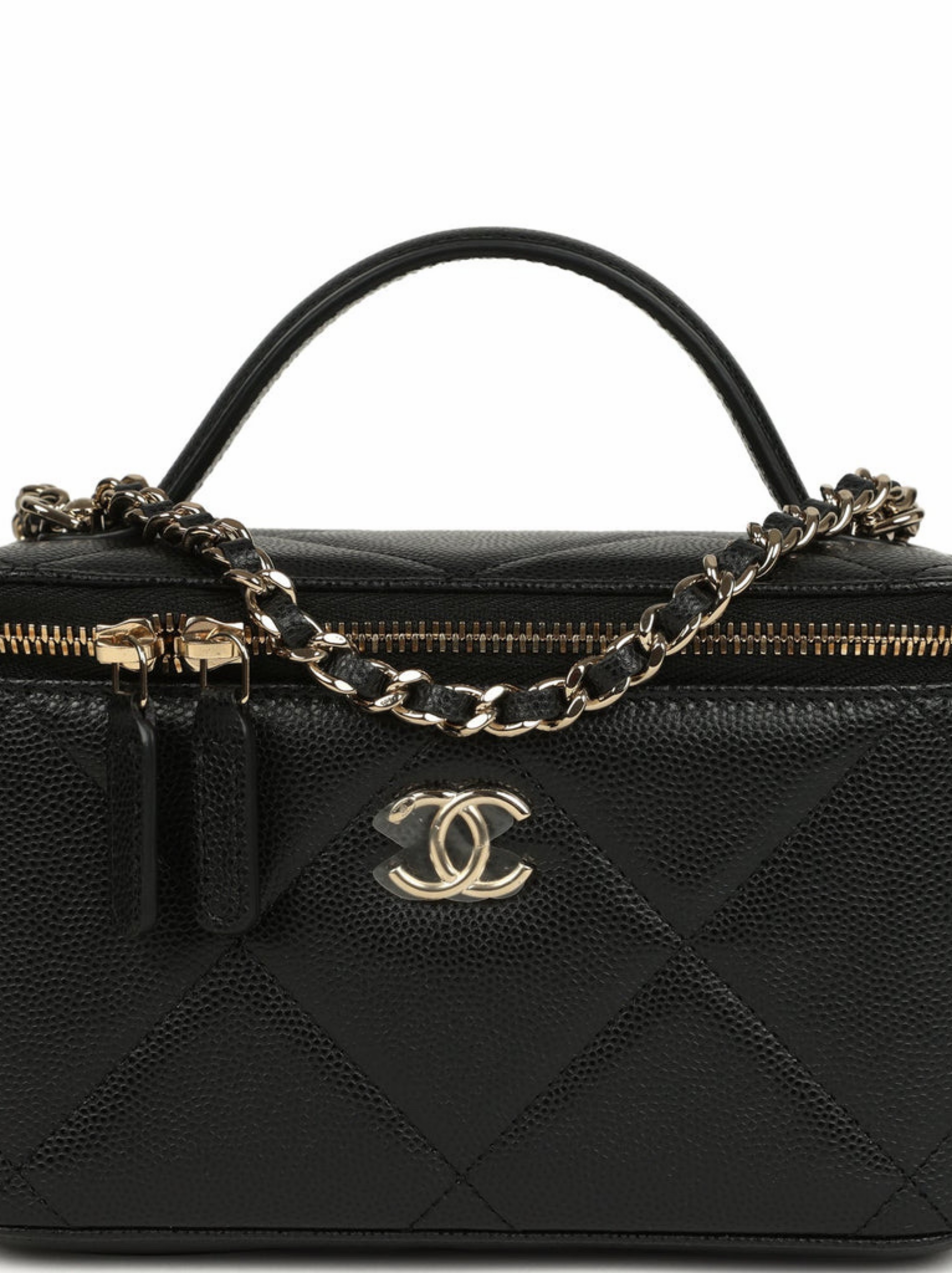 VANITY BAG／black Chanel Black Quilted Leather Vanity Bag by Chanel - Pickle