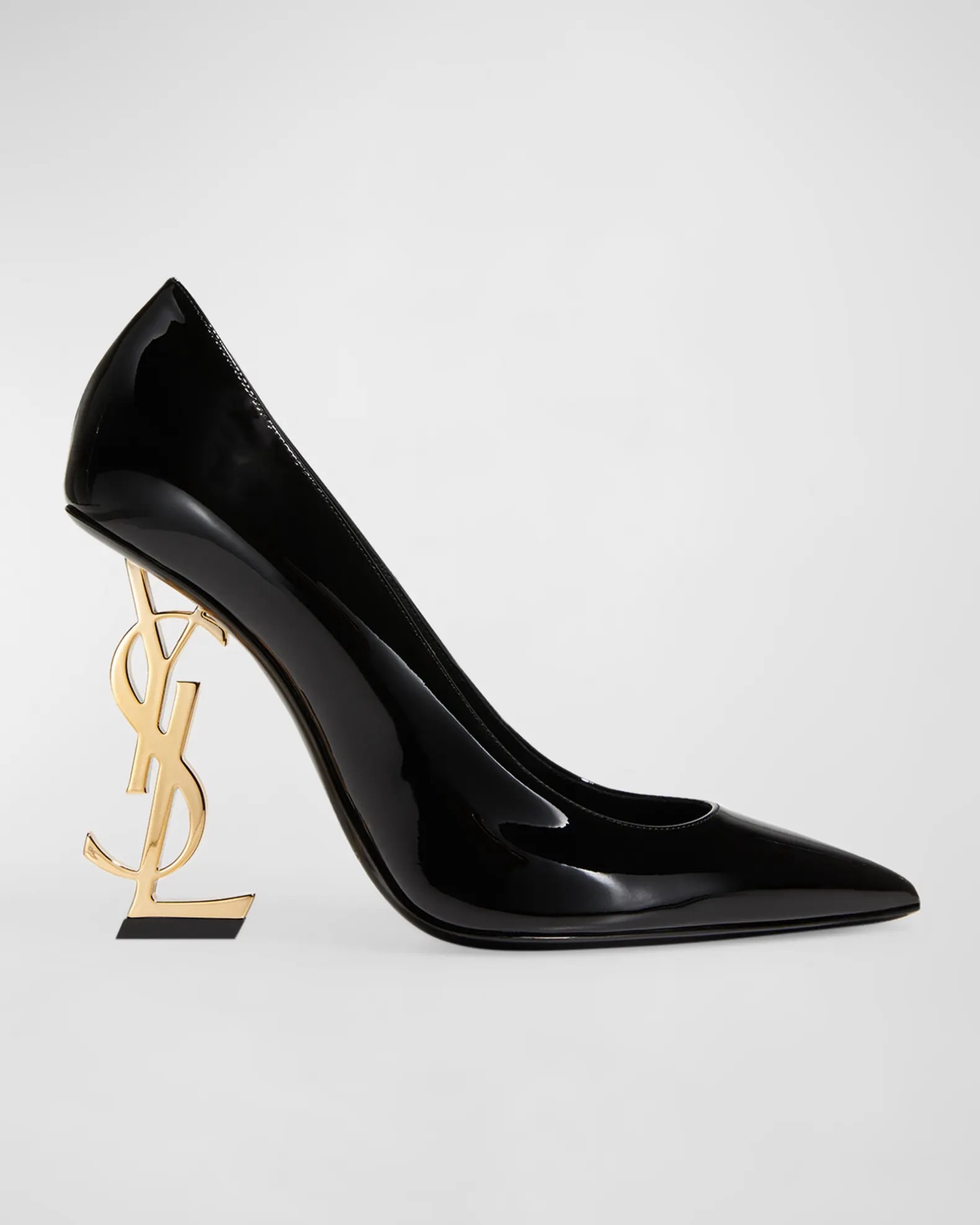 $1600 YSL Black patent leather Gold logo Opyum pumps 8 by Saint