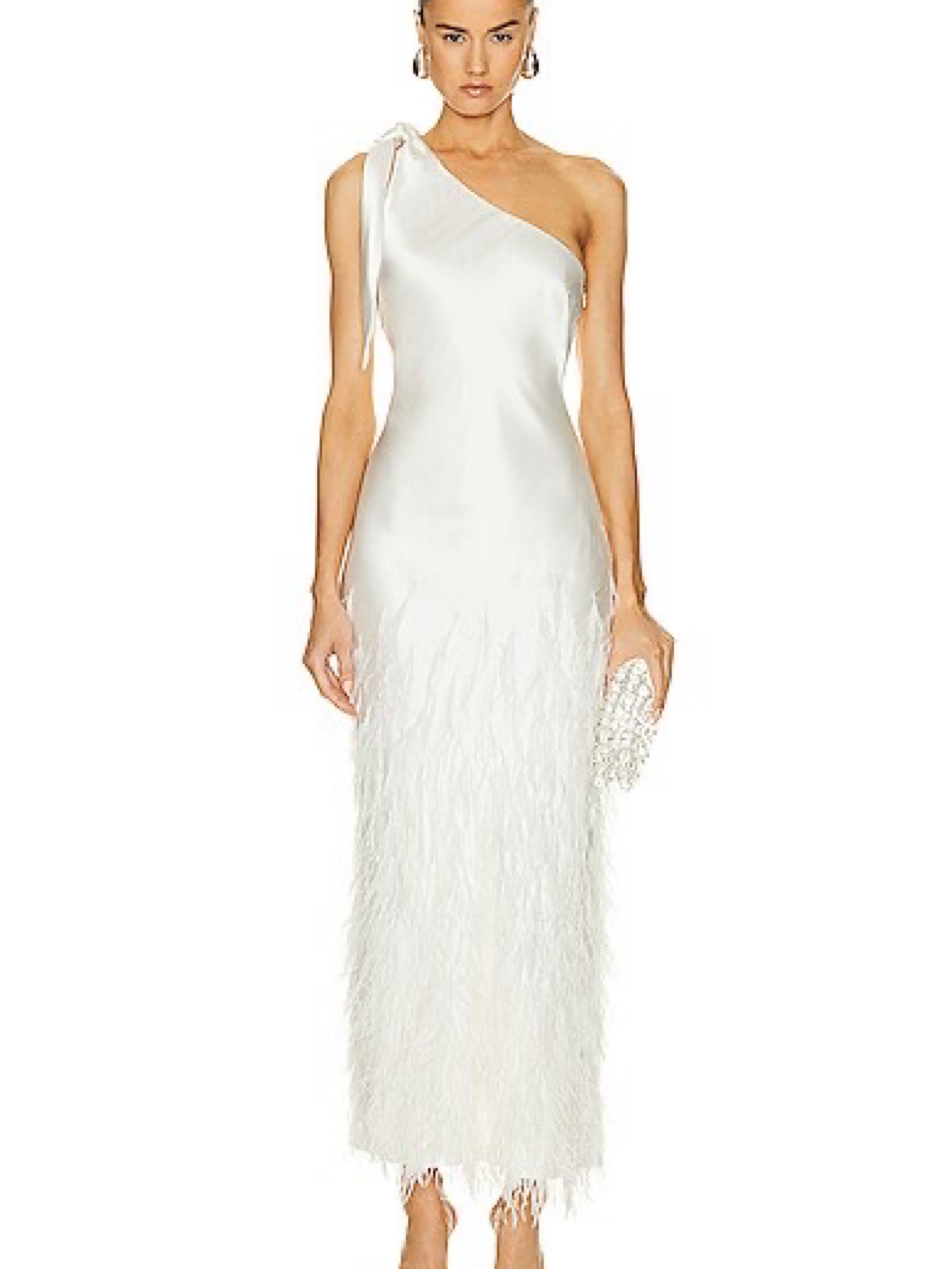 Cult Gaia Gheta White Feather Maxi Dress S