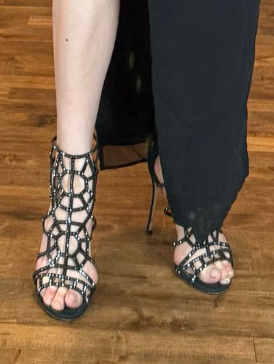 $1700 Sergio Rossi black suede crystal puzzle cage sandals heels 8