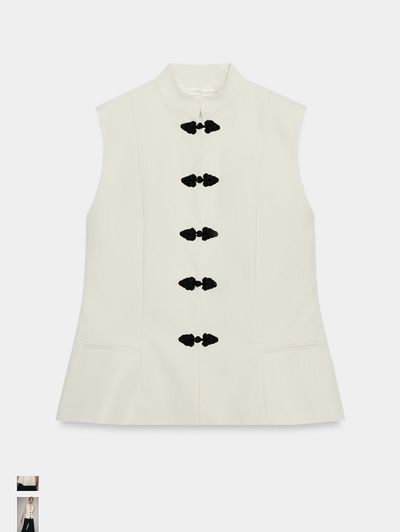 Cream Black Frog Closure Vest Top by Zara | Pickle