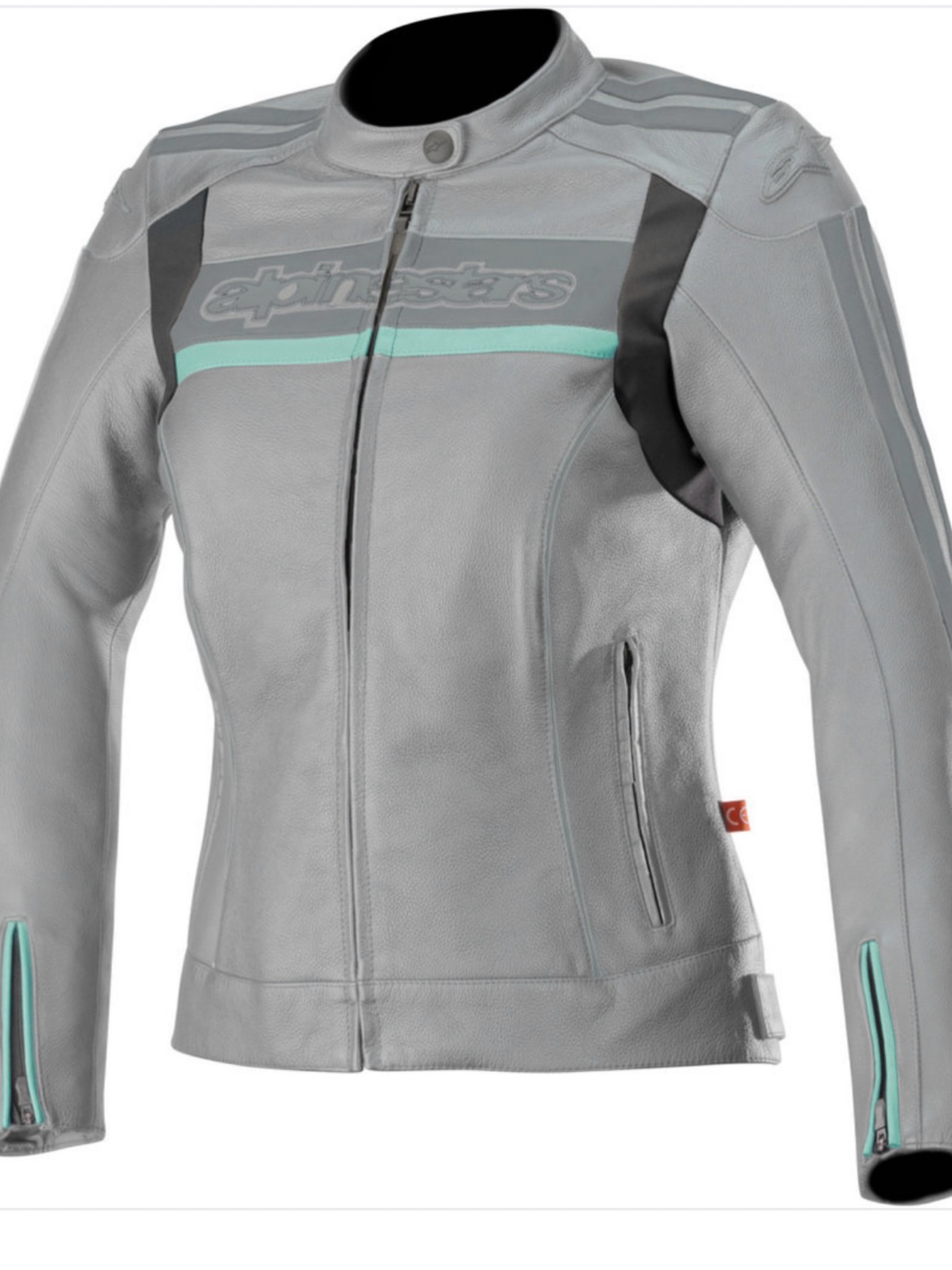Rare Y2K Alpinestars Cream & Mint Leather Moto Racing Jacket –