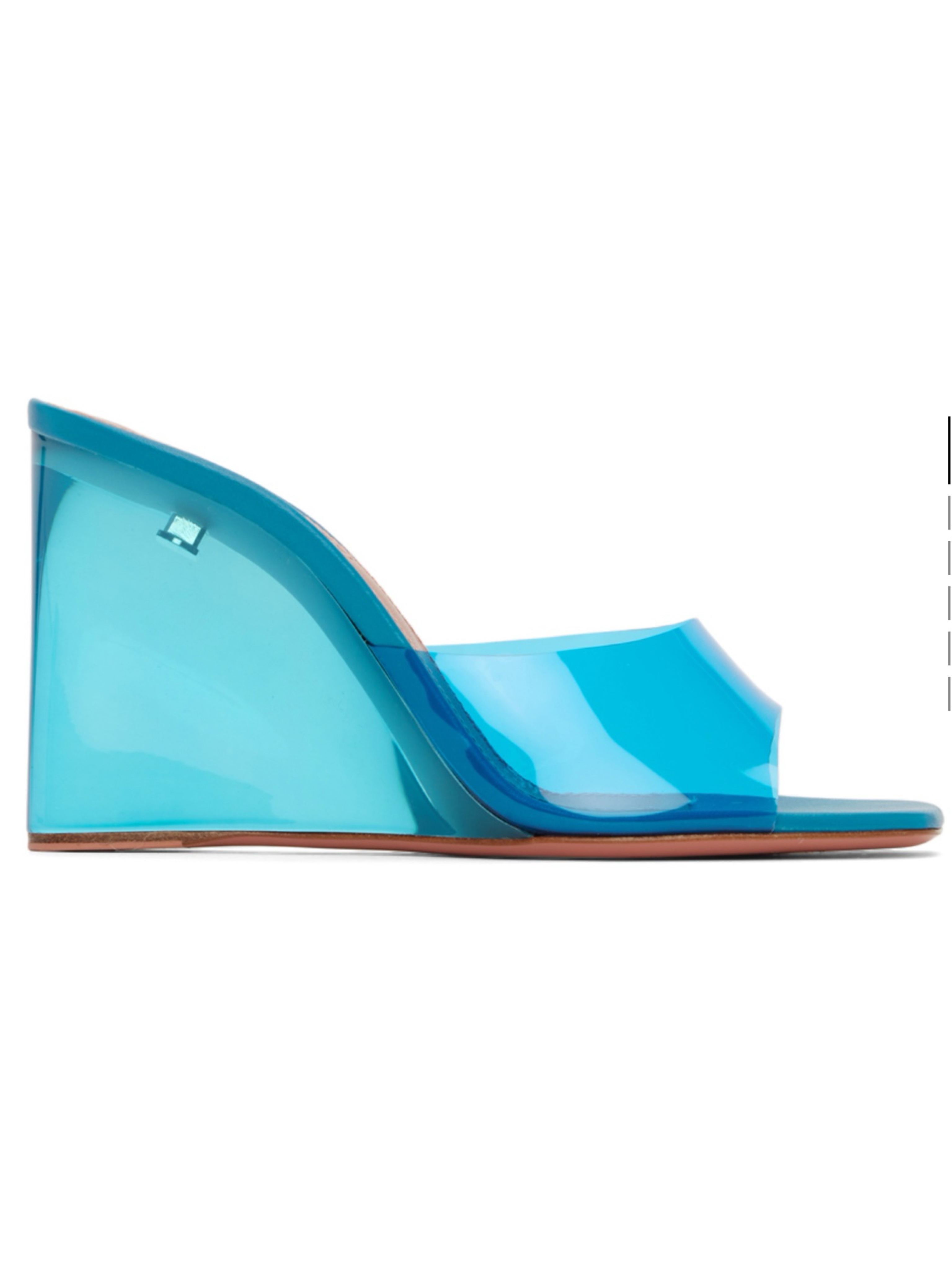 Amina Muaddi Lupita Blue Translucent Lucite Wedge Mule