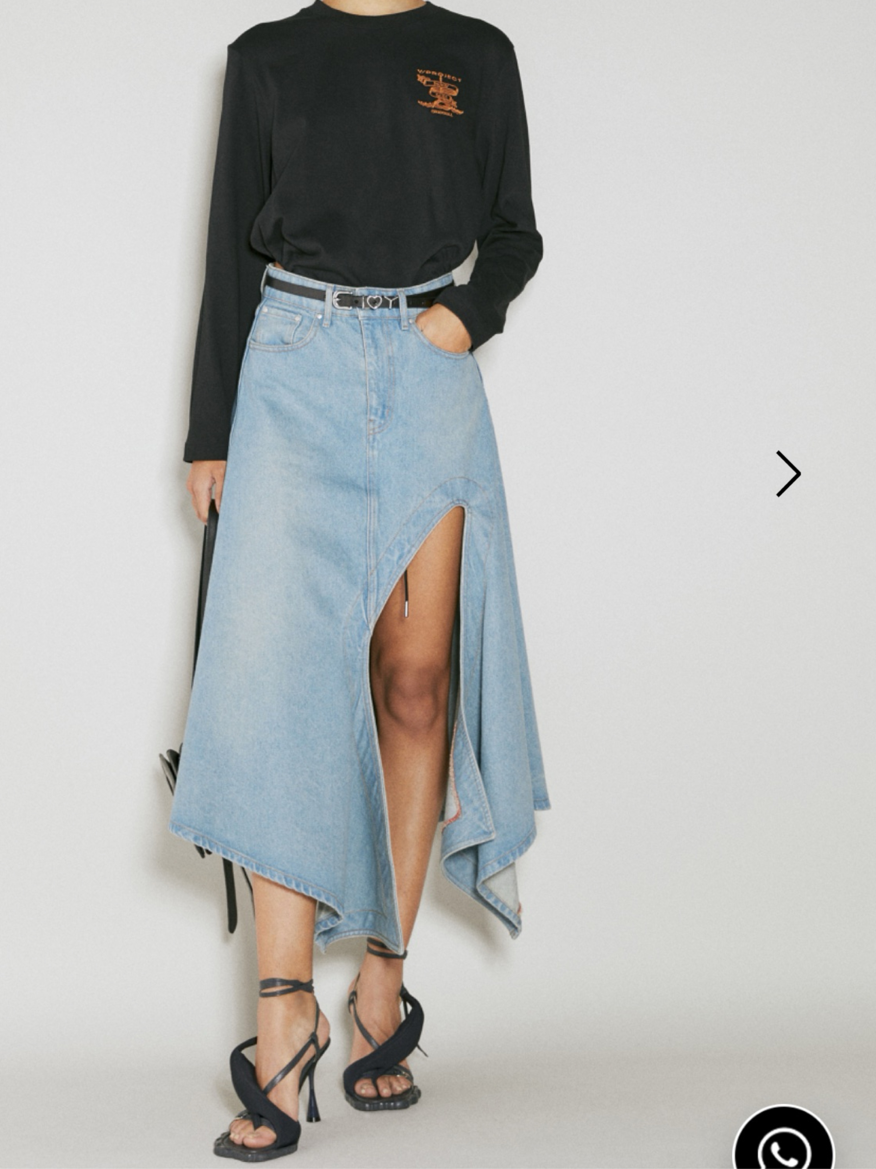 y/project blue cutout denim skirt
