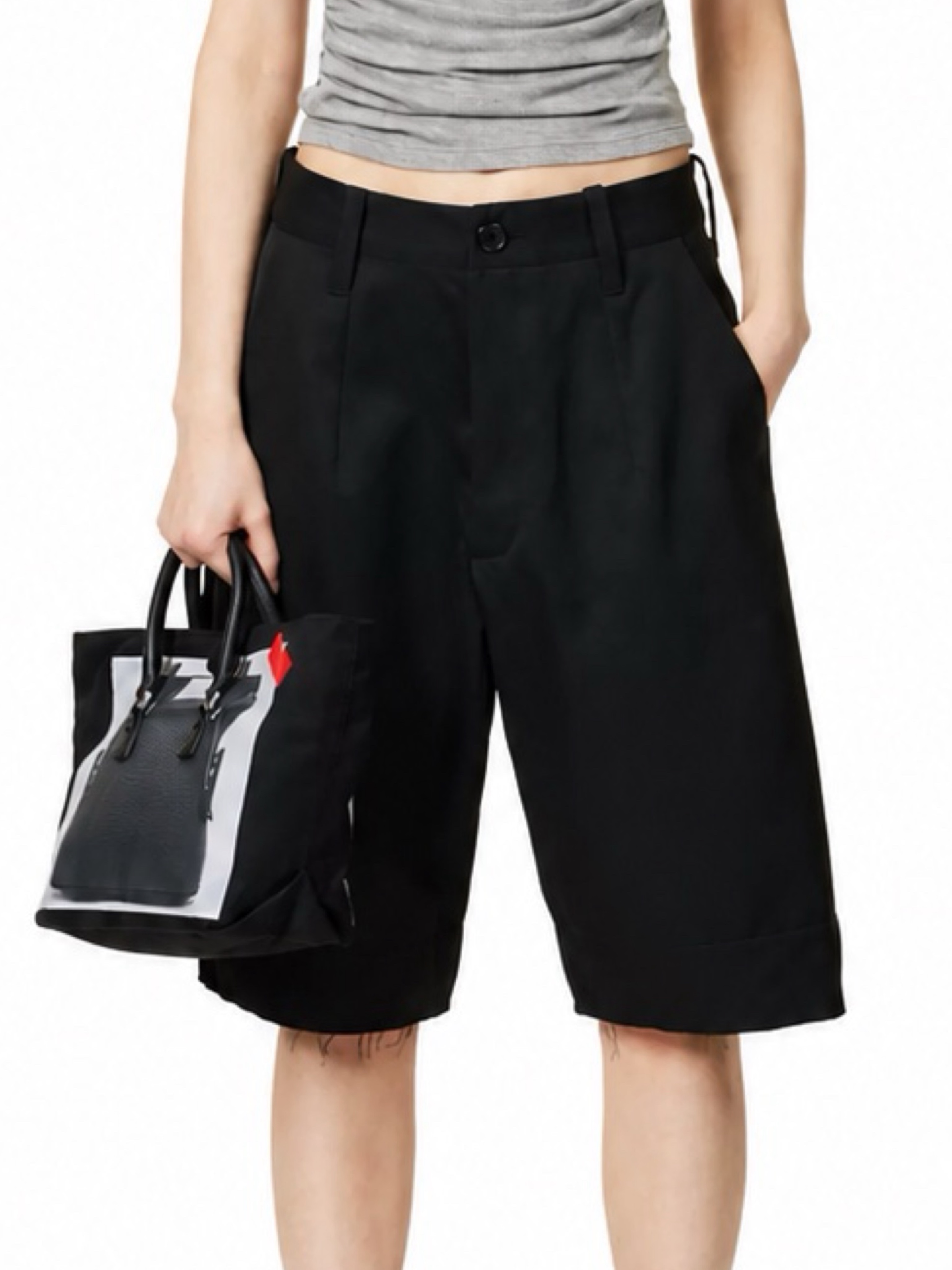 Vaquera Black Trade Lace-Up Bermuda Shorts
