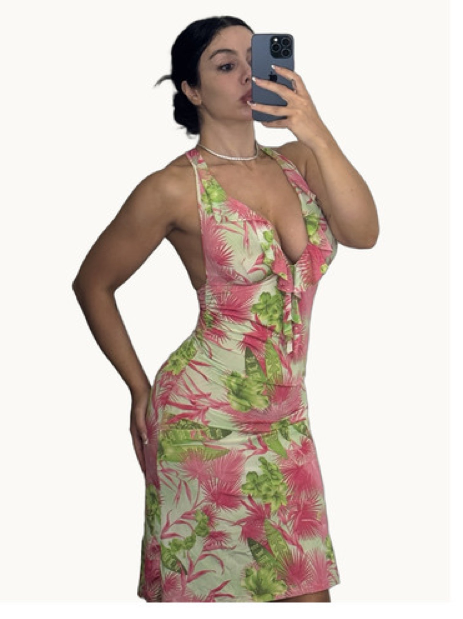 VERSACE マルチプリントシースドレス Vintage Versace SS2004 Runway Tropical Floral Halter Midi Dress by