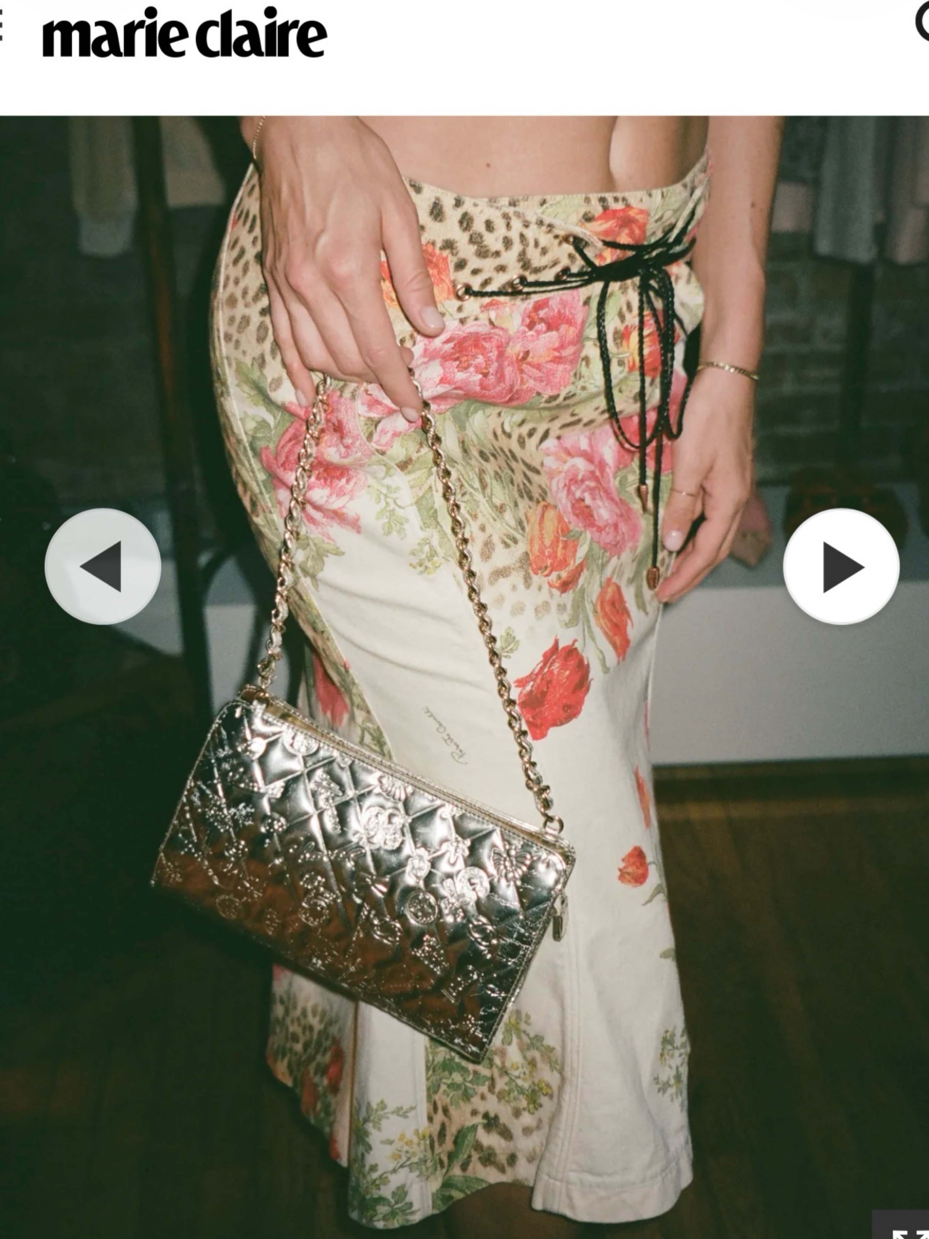 Vintage Roberto Cavalli Floral Leopard Denim Midi Skirt by Roberto