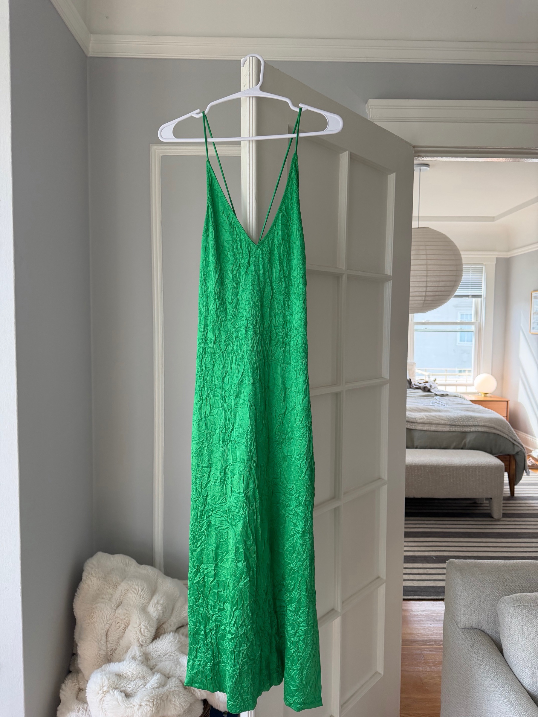 ganni green lace dress crinkle by GANNI READY TO GO LIVE