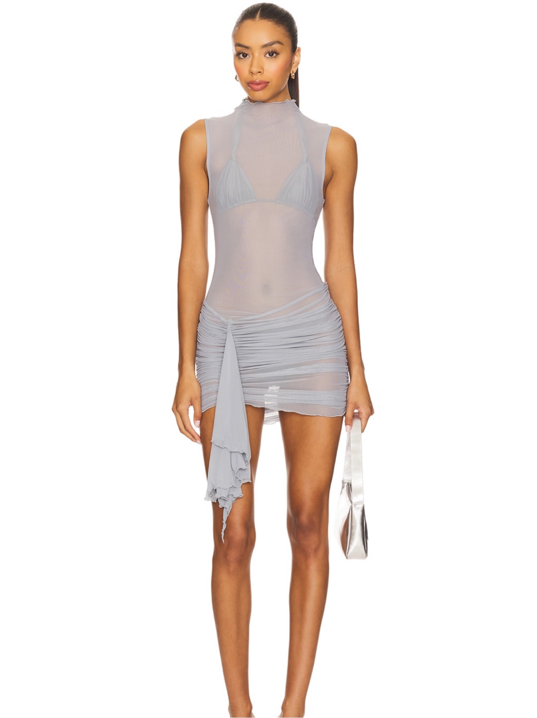 revolve grey dress mini by Revolve global-fasion_detail-Feather