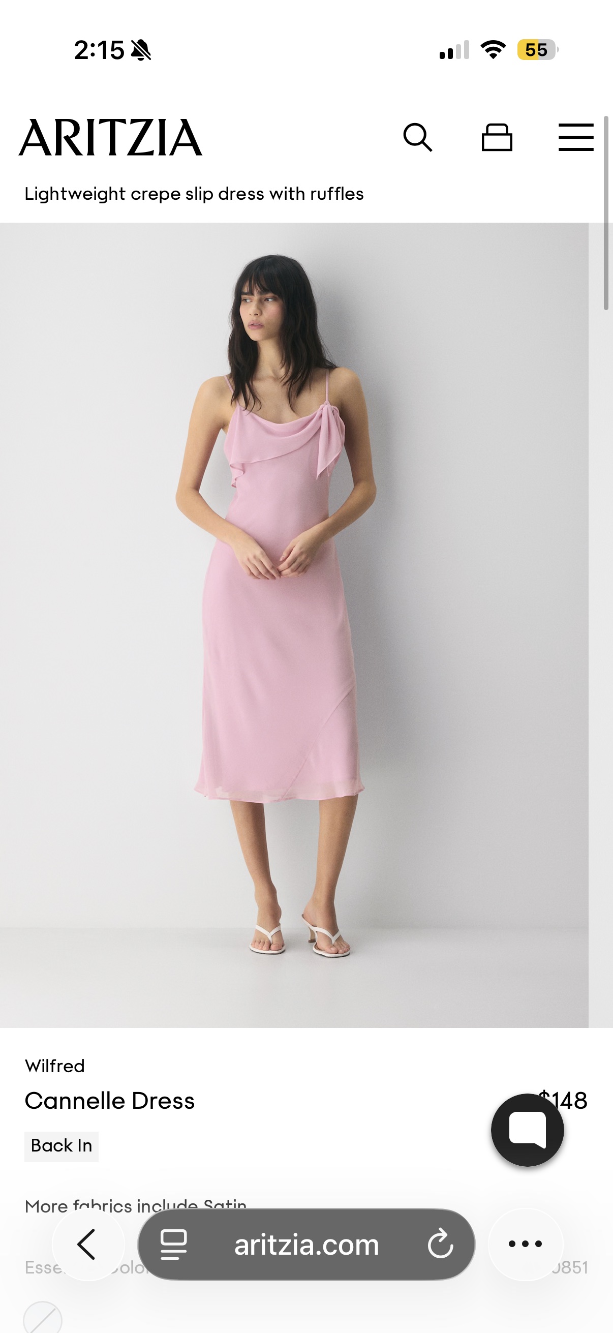 Aritzia Mauve Crepe Slip Dress