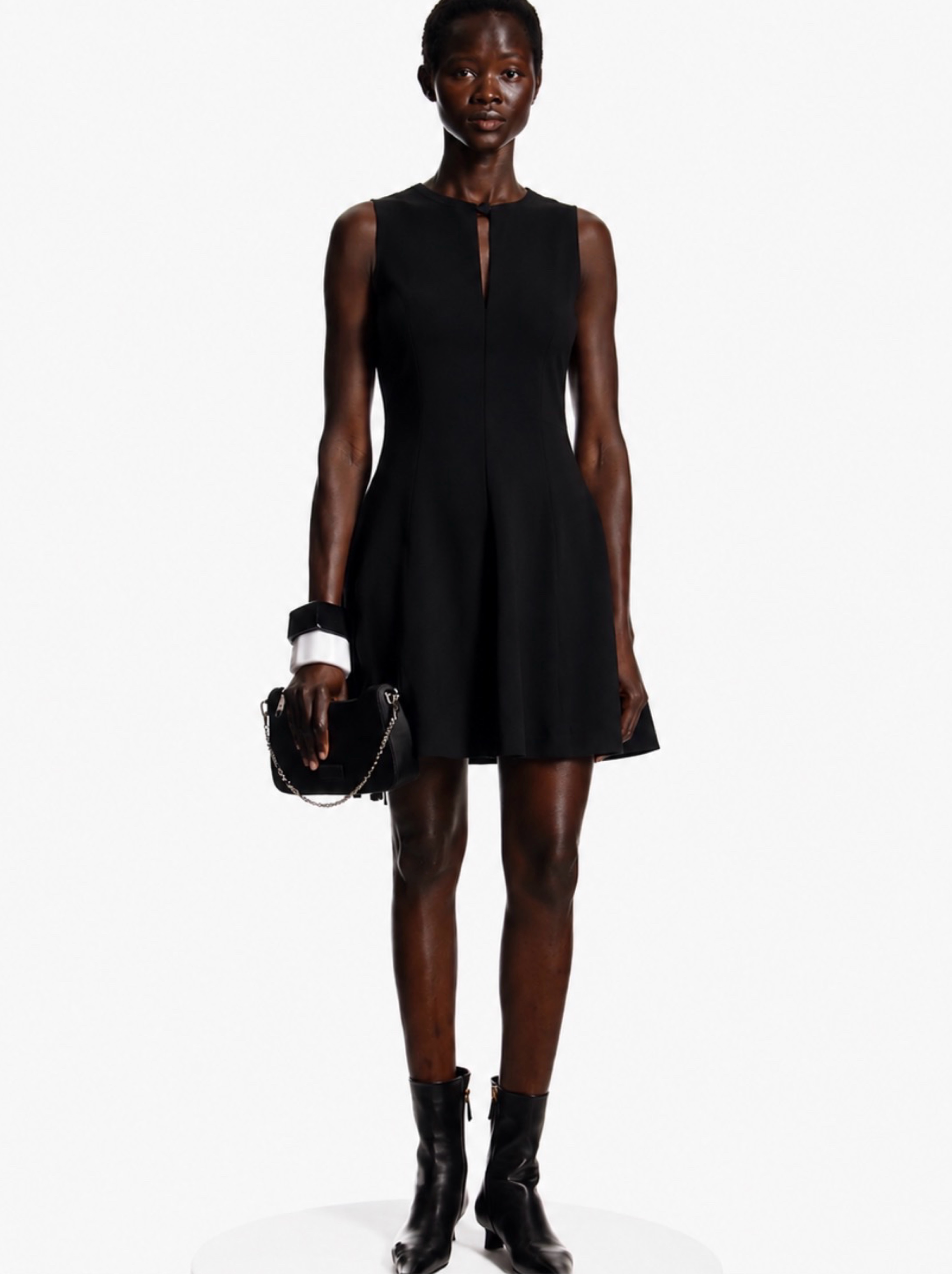 Emporio Armani vintage Black Sleeveless Mini Dress Keyhole Front Made in Italy