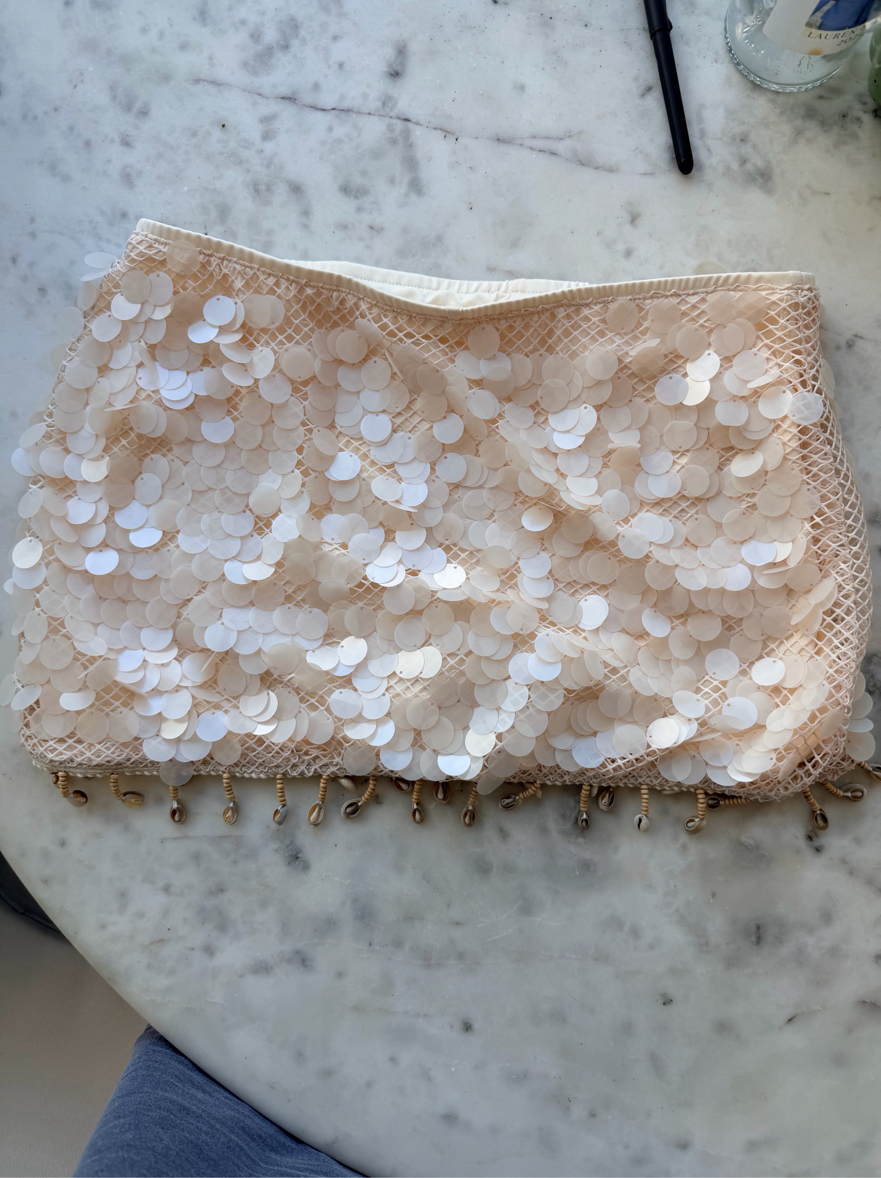 Cream sequin skirt