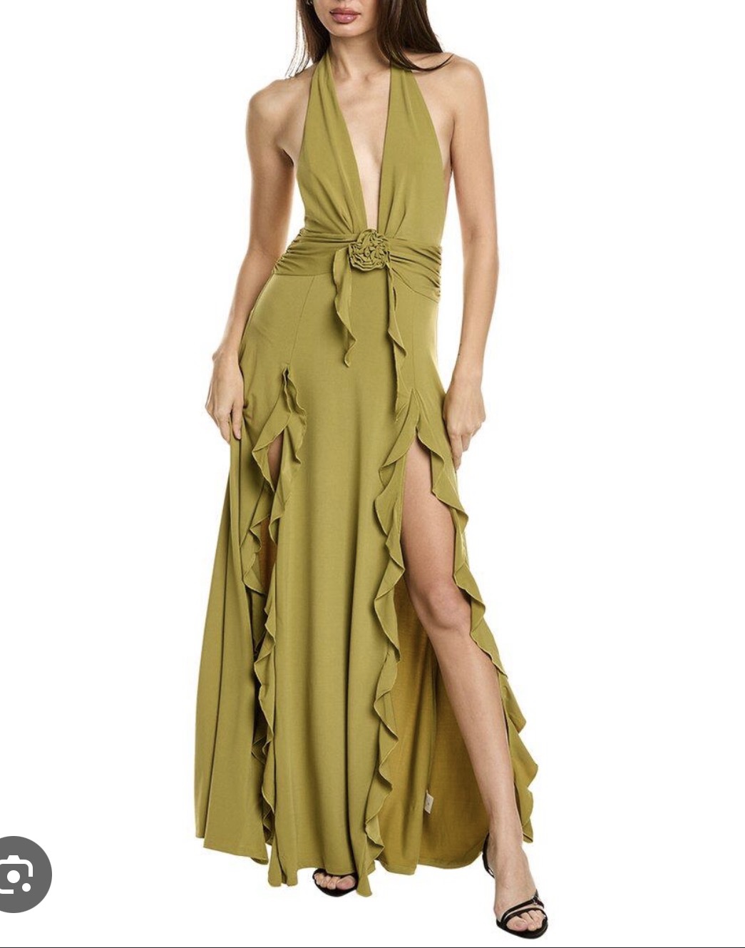 weworewhat green dress New We Wore What Floral Tie Neck Long Sleeve High Low Dress Green Size Small