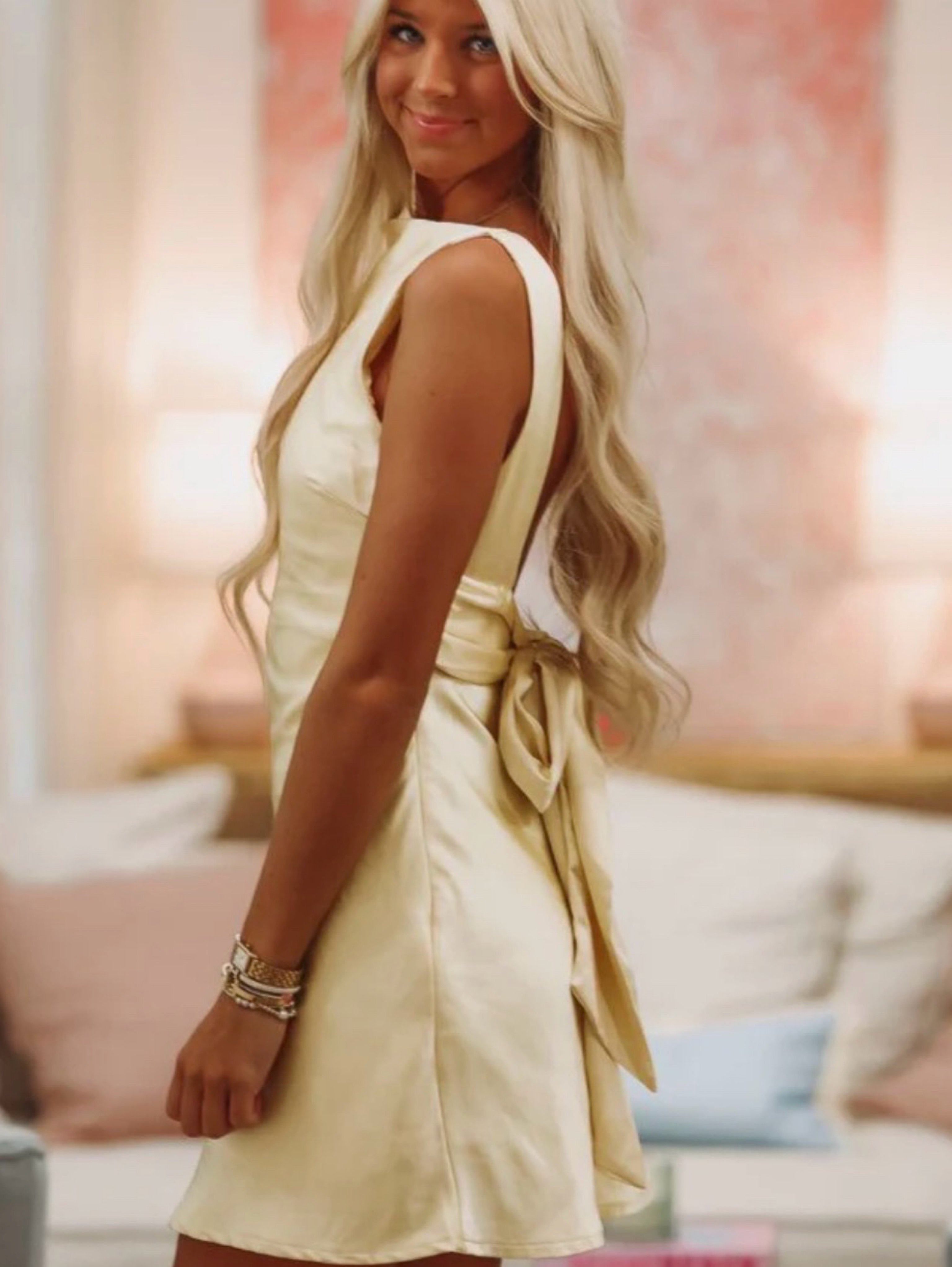 Yellow Sleeveless Wrap Dress