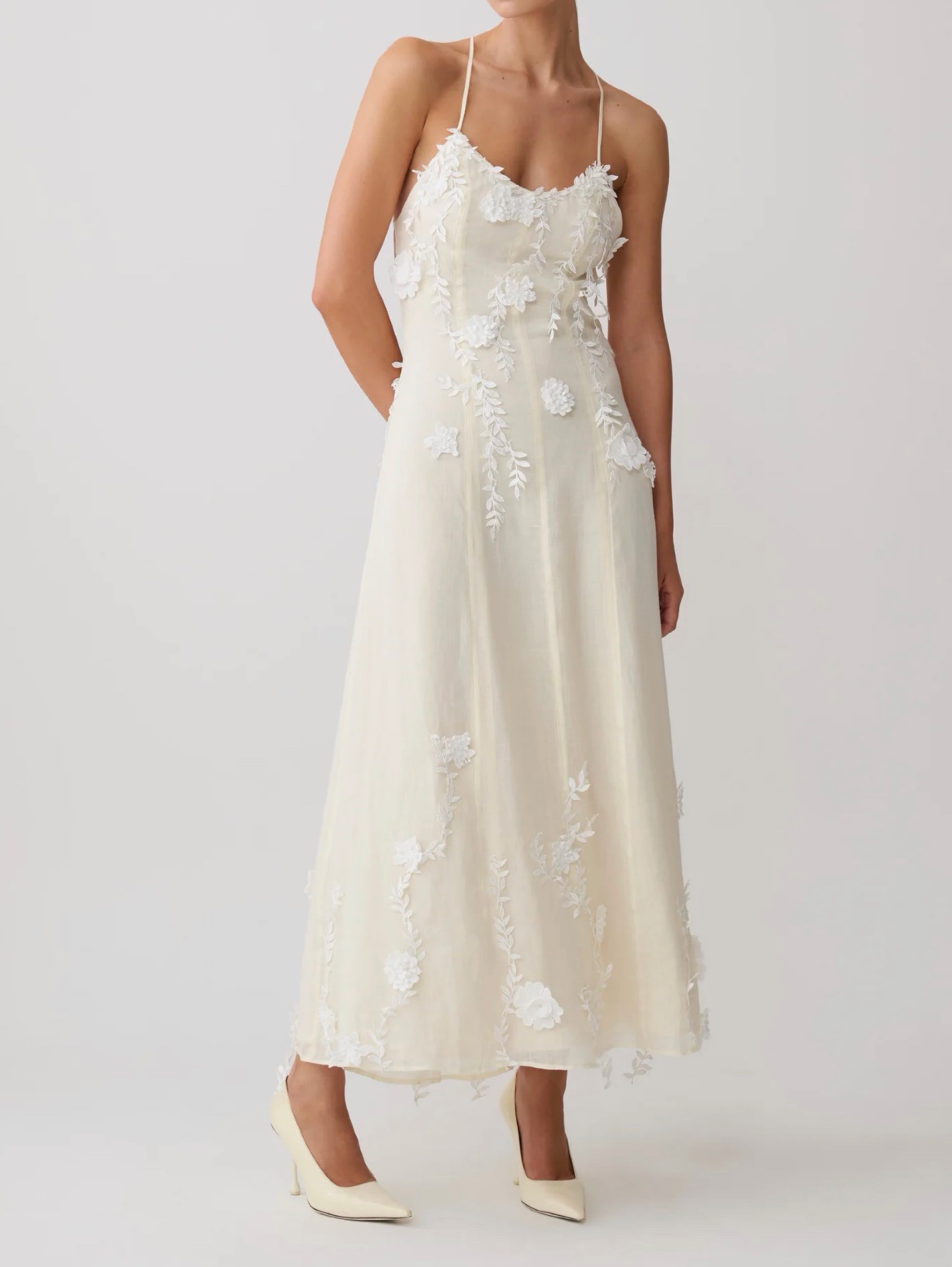 Meshki Odette Floral Lace Midi Dress