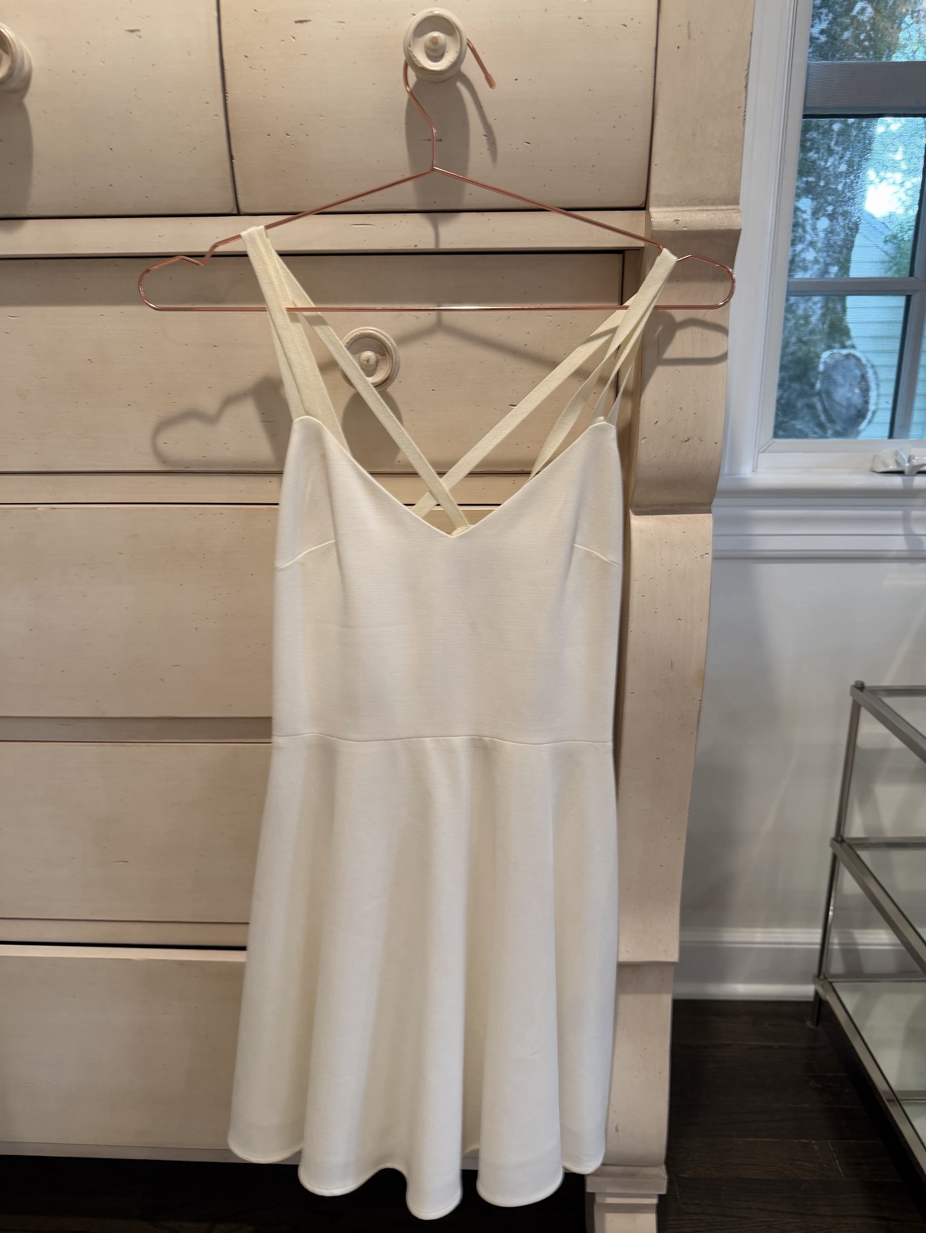 cross strap mini dress Back Cross Banded Mini Dress