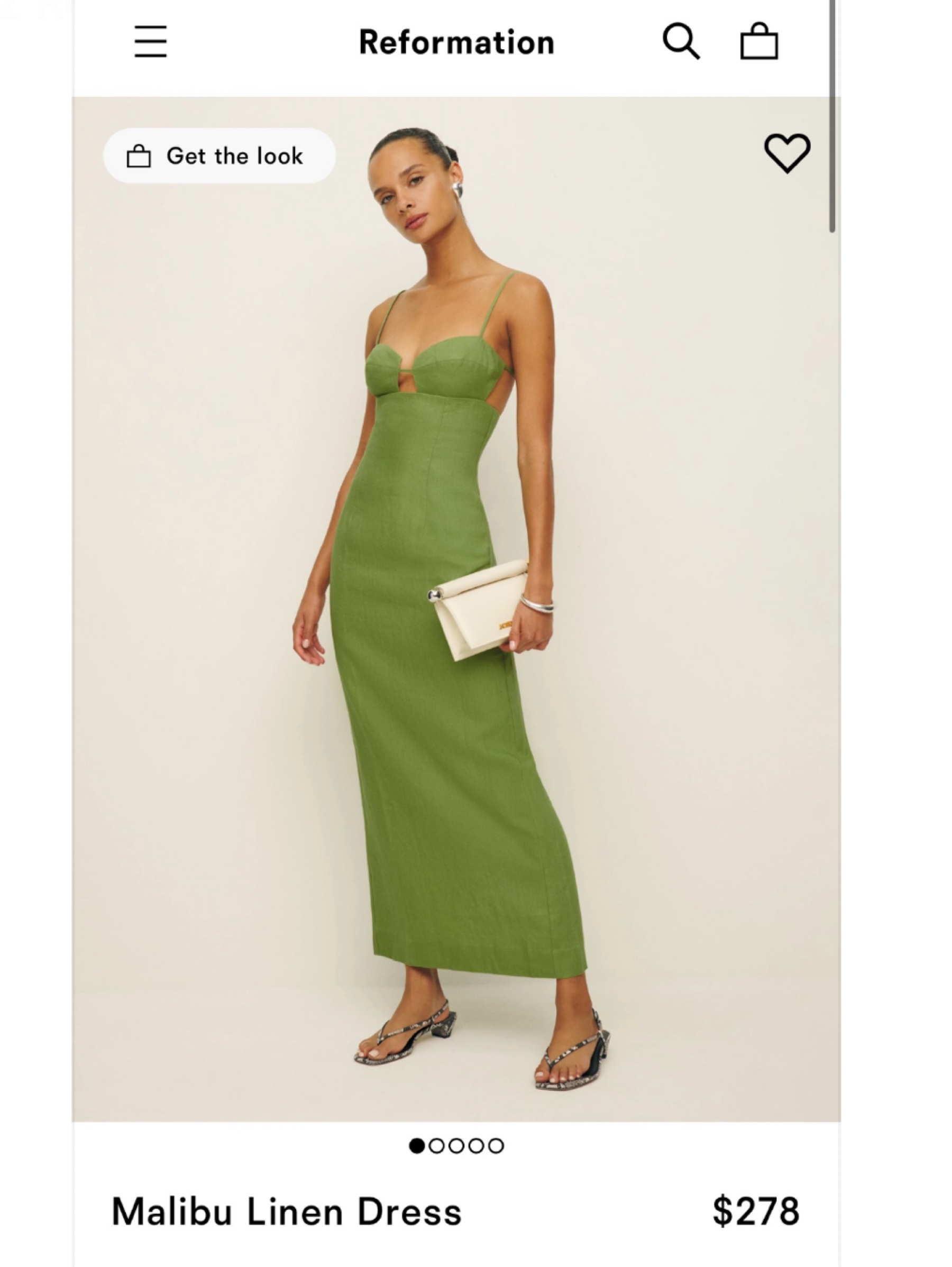 Reformation Green Linen Midi Dress by Reformation