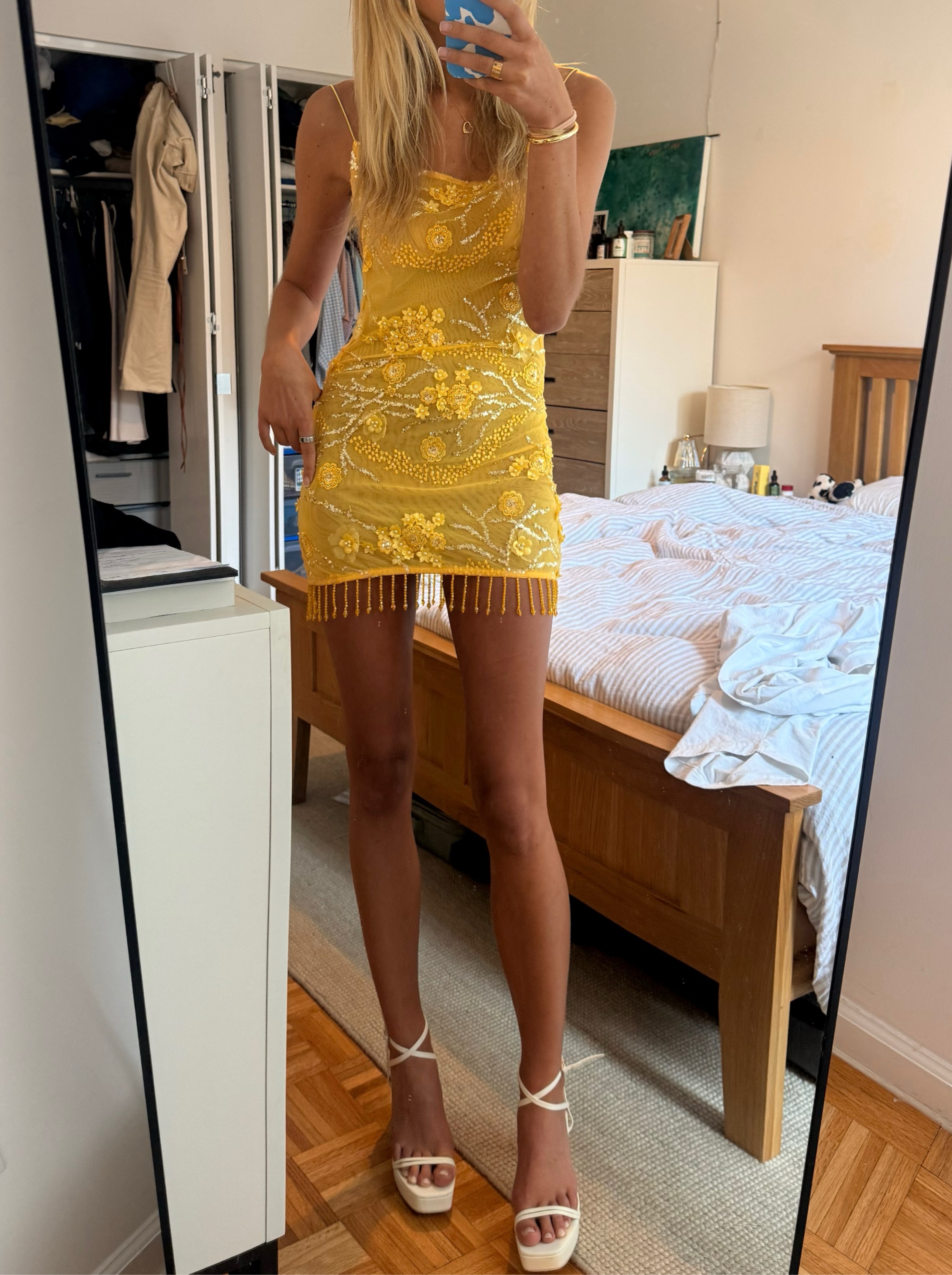 gold beaded short dress Gold Halter Mini Dress with Beaded Fringe