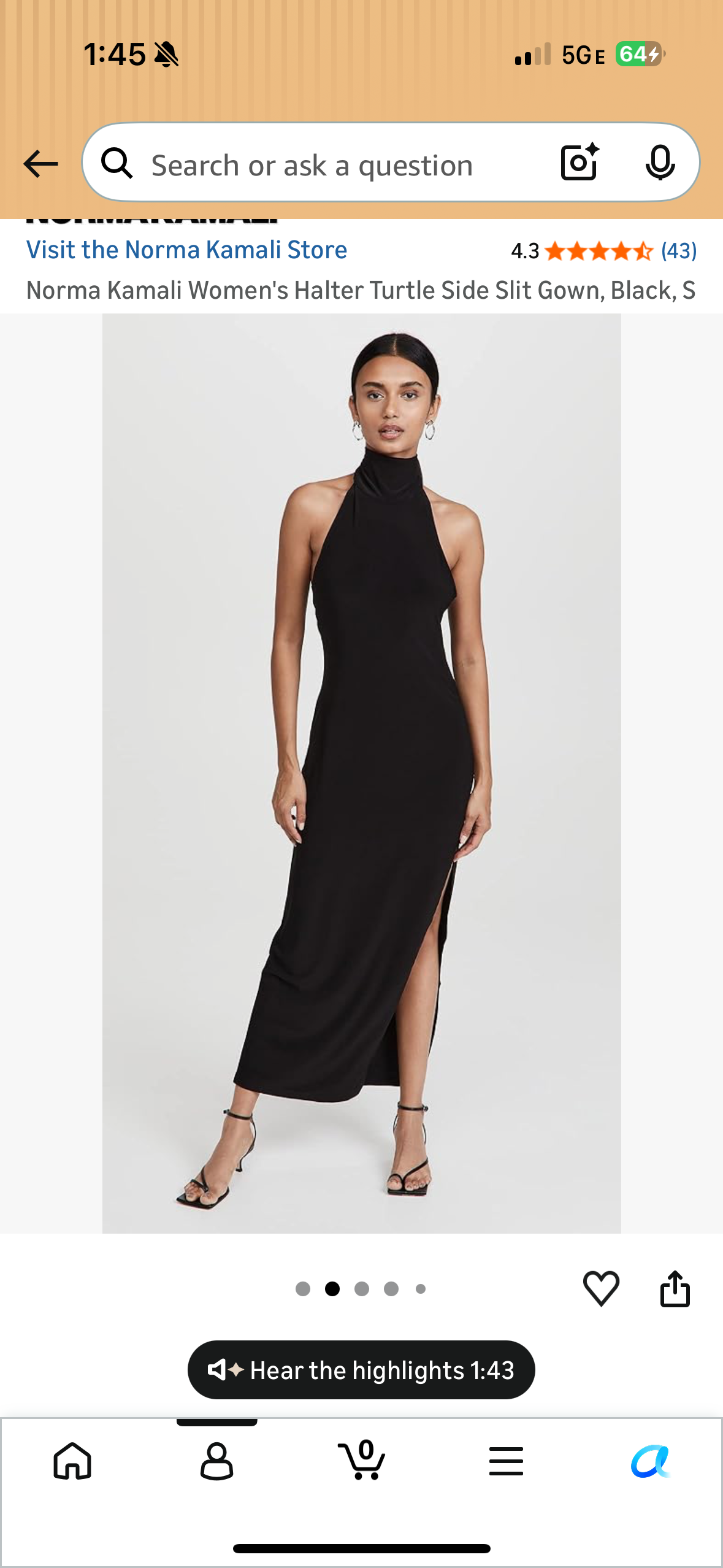 Norma Kamali women's halter turtle side slit gown by Norma Kamali