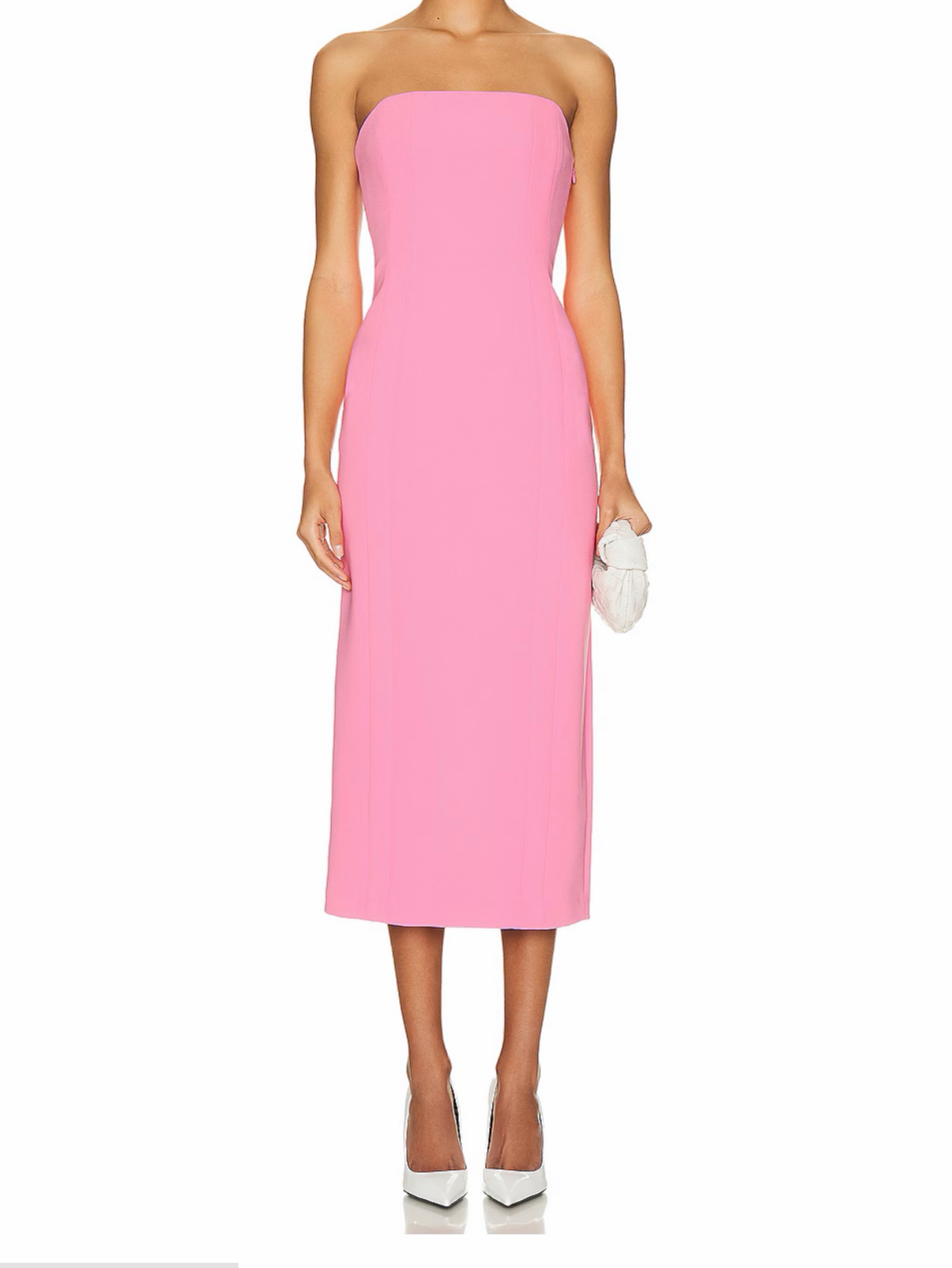 Pink Strapless Midi Dress