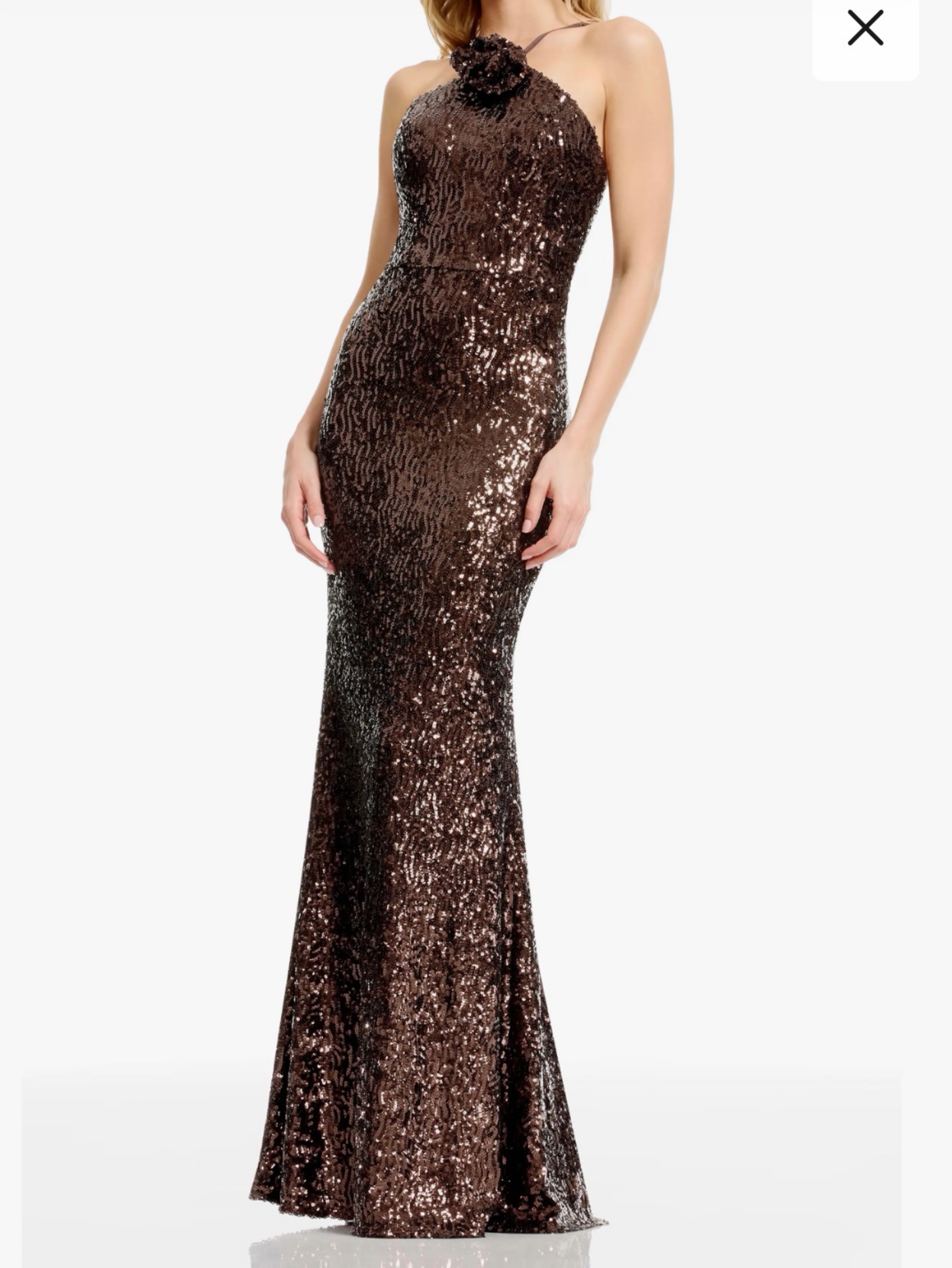 Brown Sequin Halter Mermaid Gown