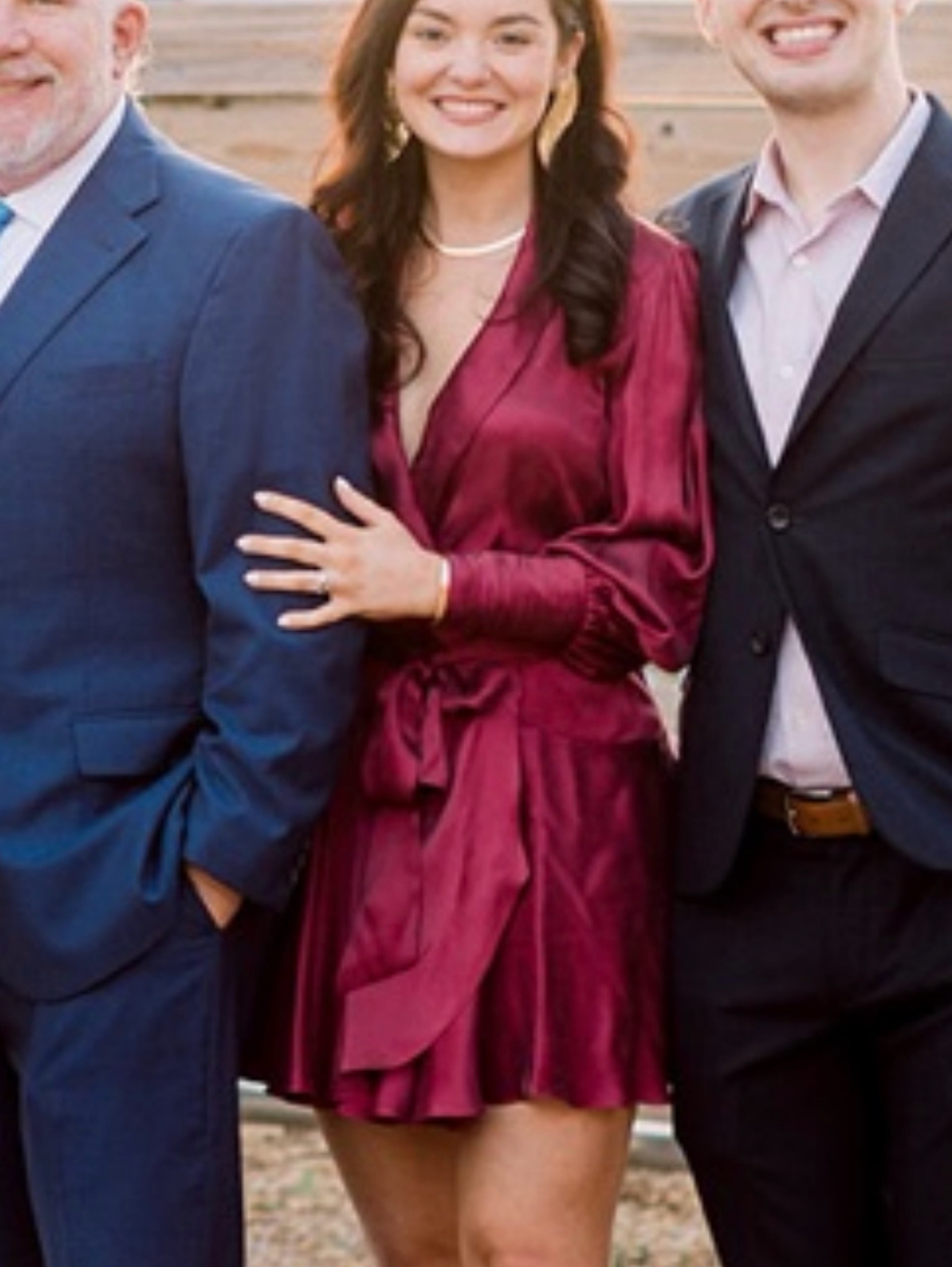 Burgundy Satin Wrap Midi Dress