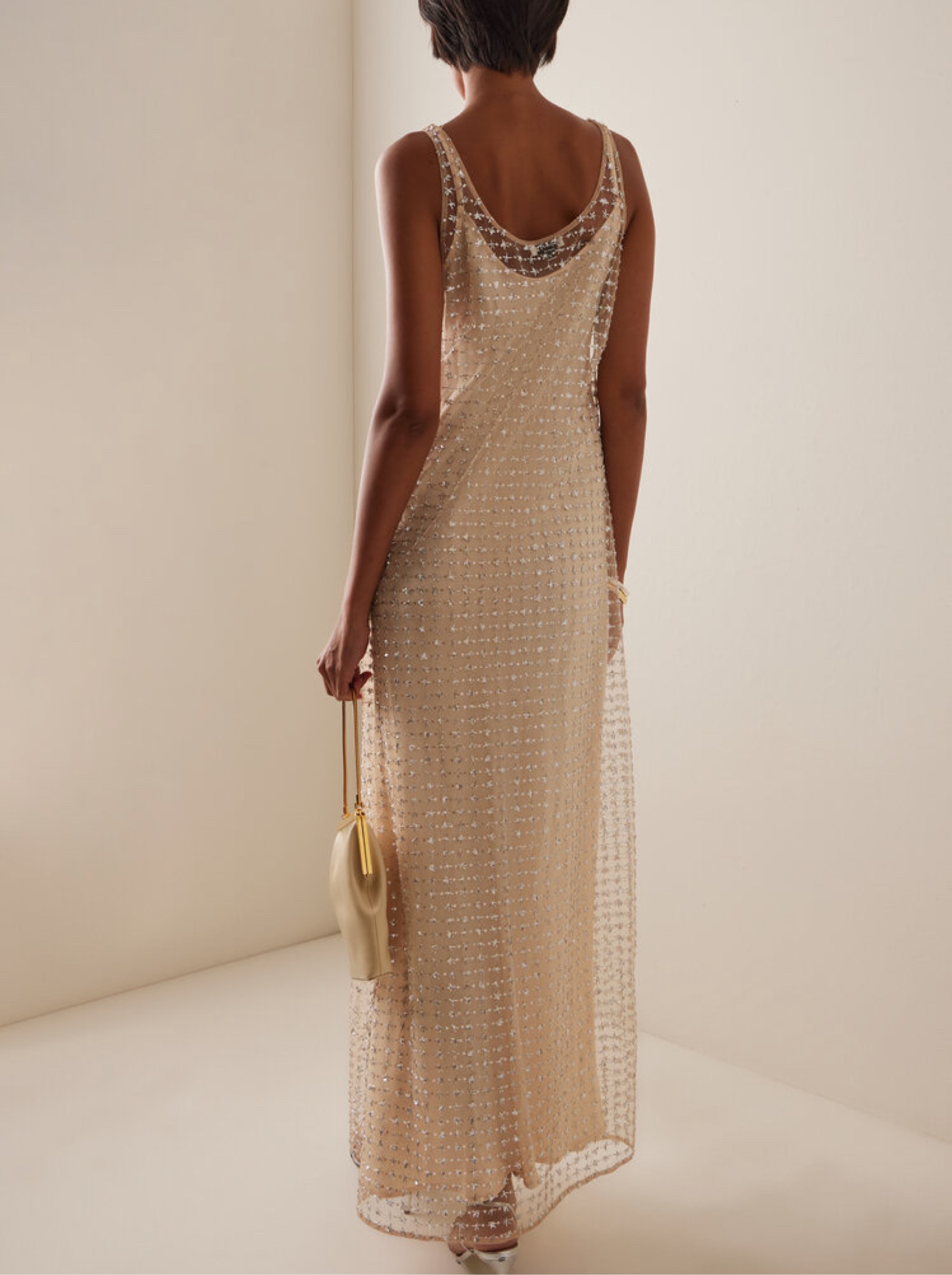 staud sequin maxi dress STAUD Le Sable Sequin Slit Maxi Dress