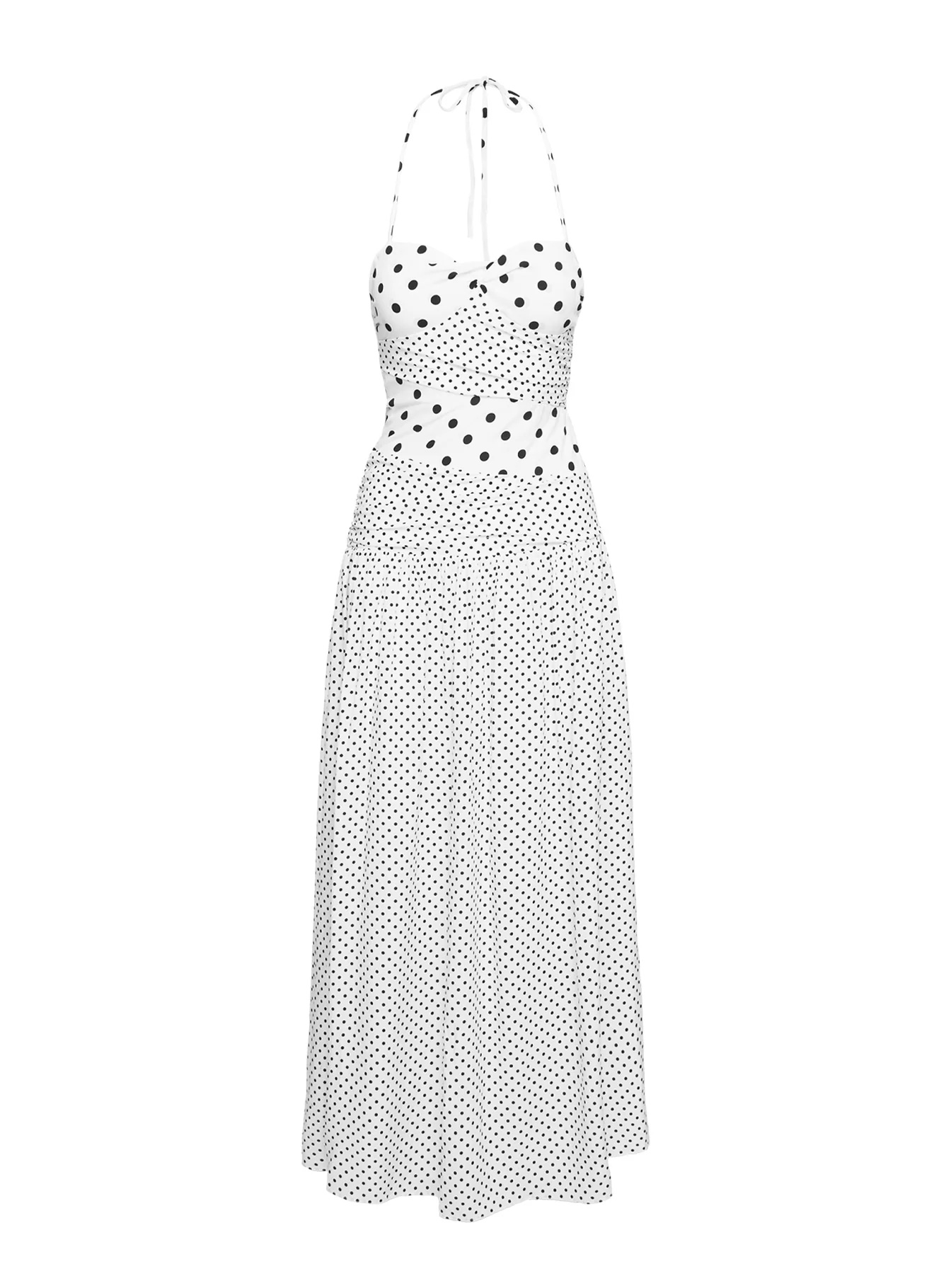 marguerite halter maxi dress from princess polly Marguerite Halter Maxi Dress | White Polka Dot | Womens