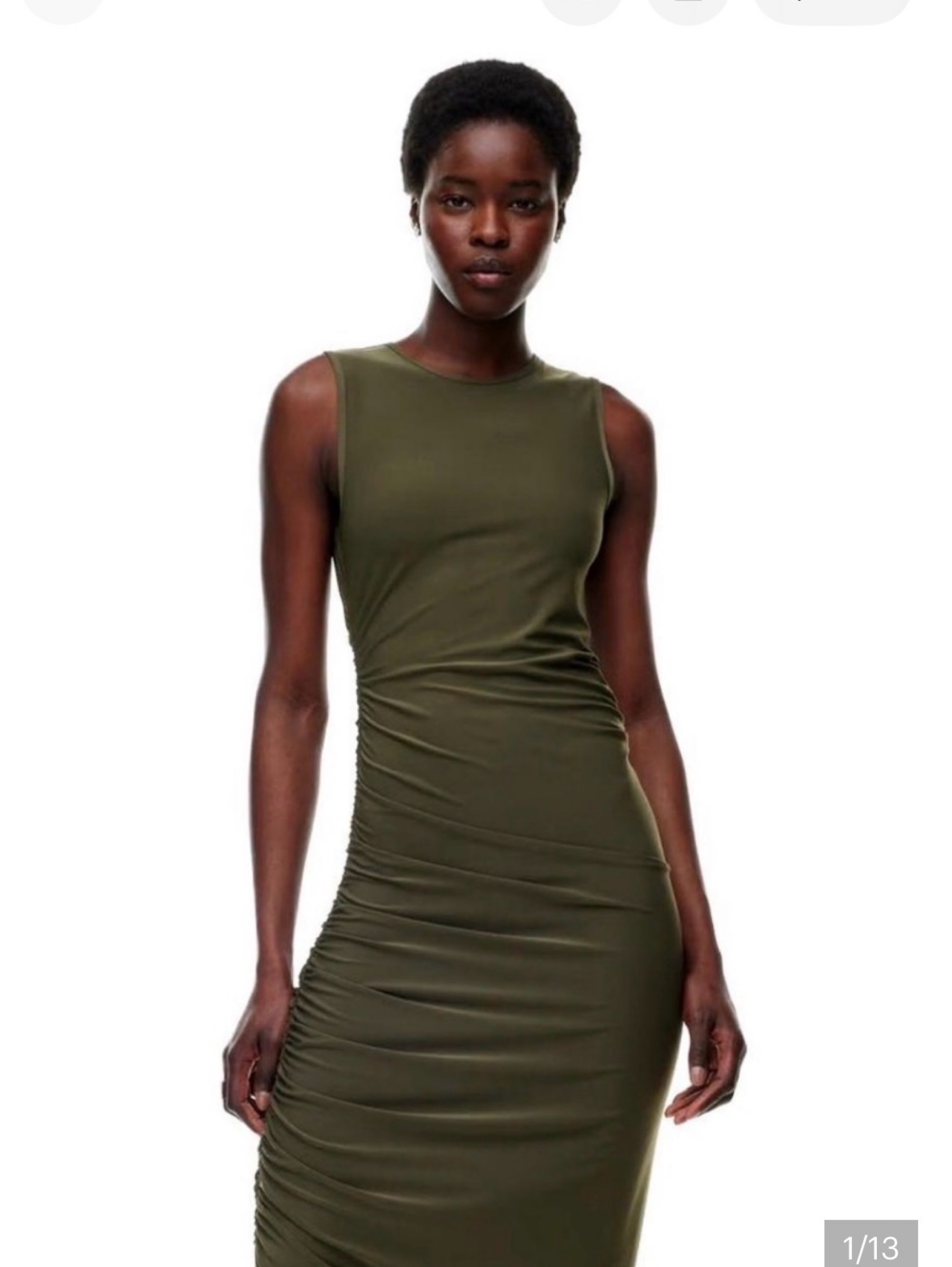 green jersey midi dress Olive Ruched by Wilfred 10/2024
