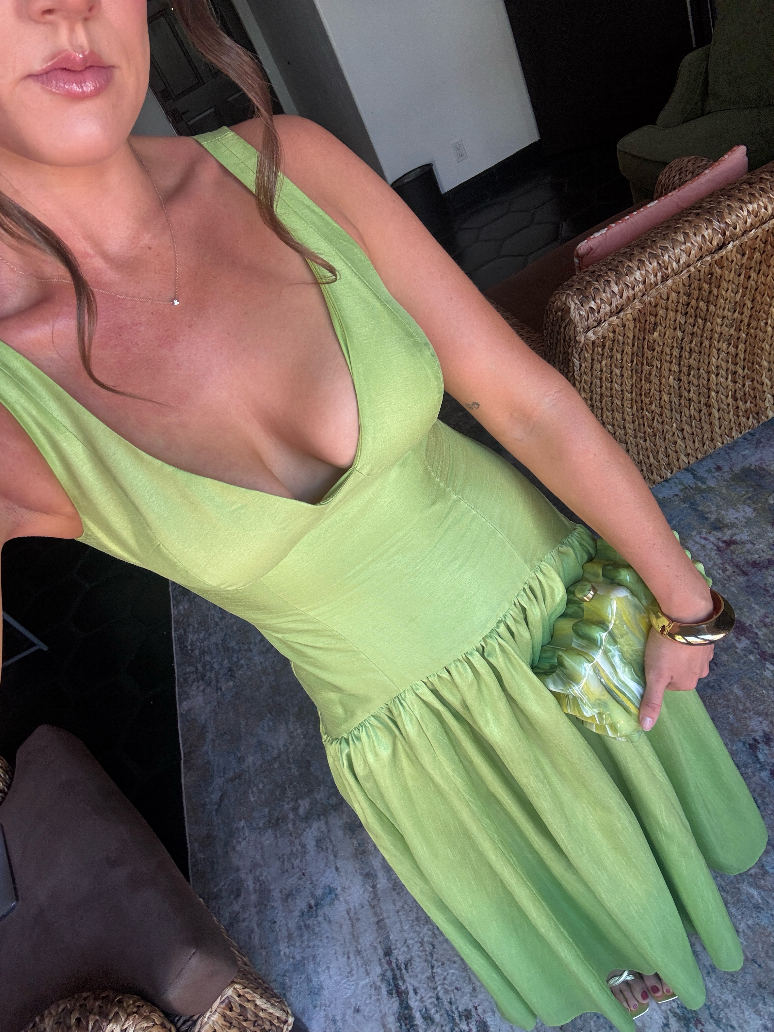 bhldn green dress BHLDN Lime Green Drop Waist Dress by BHLDN