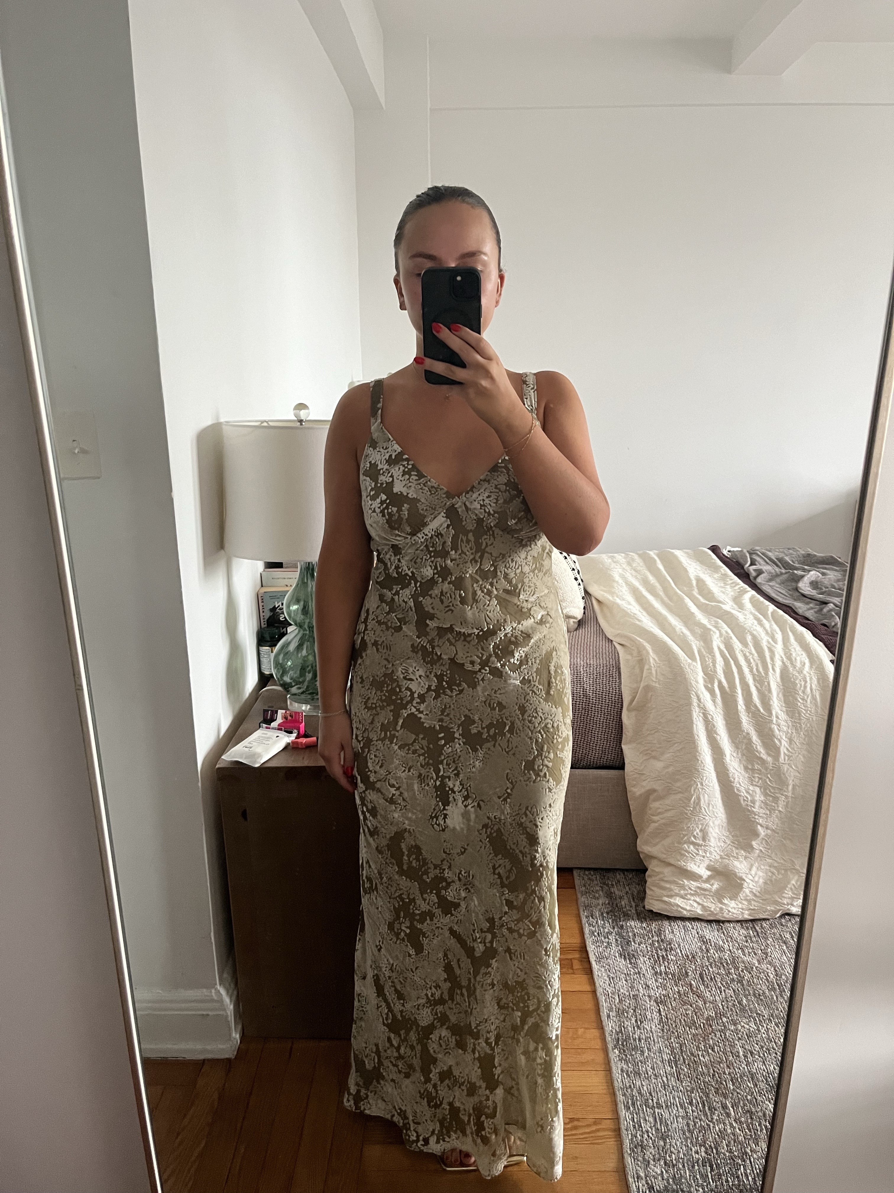 sage green velvet dress Skye Floral Burnout Azazie Norah Ready to Ship