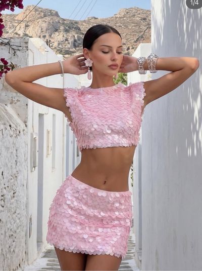 Pink Sequin Two-Piece Matching Set by Vietnamese local brand | Pickle