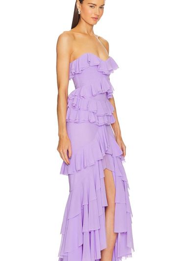 Lavender Chiffon Ruffle High-Low Dress by Revolve - Michael