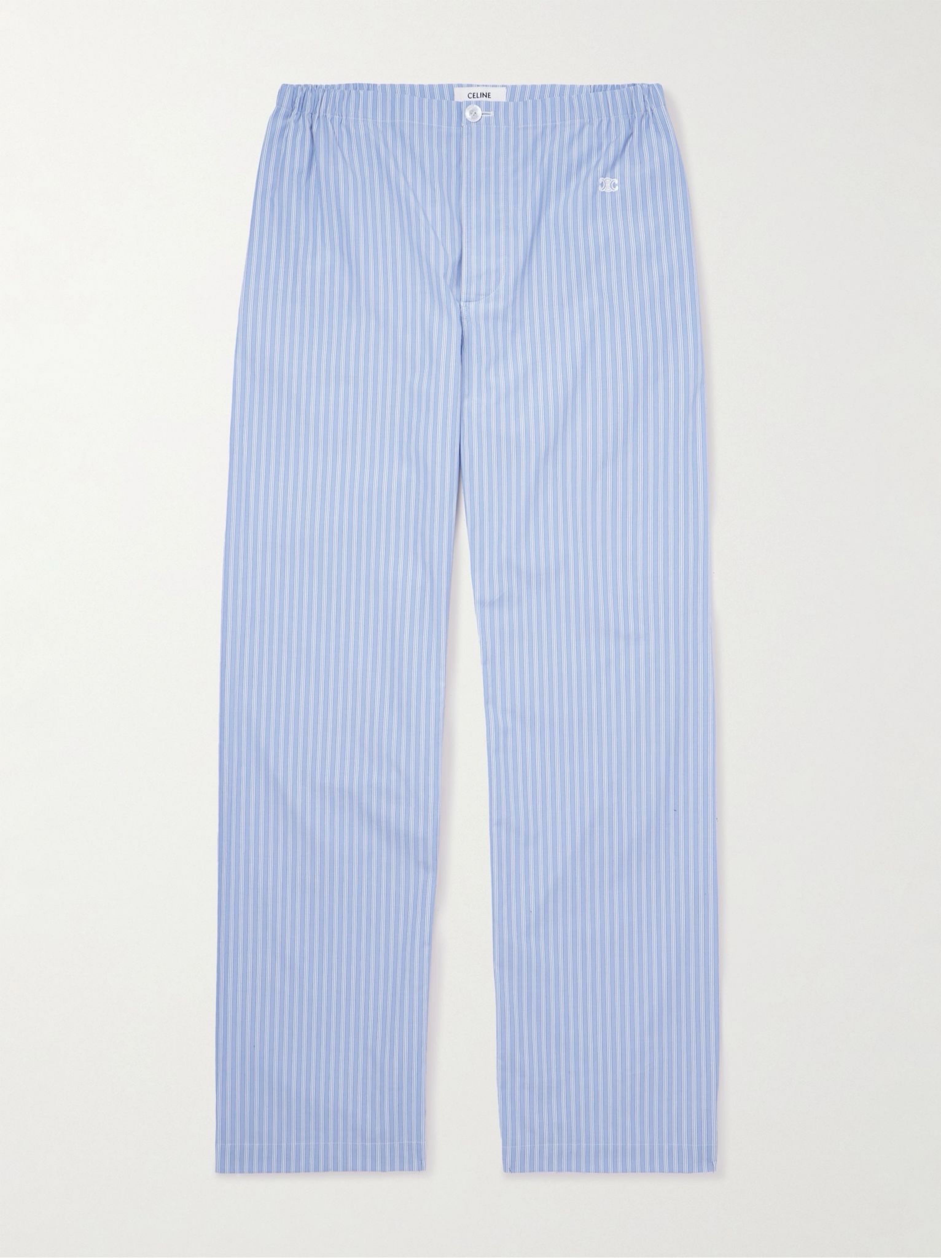 Celine Straight-Leg Striped Cotton-Poplin Pyjama Trousers