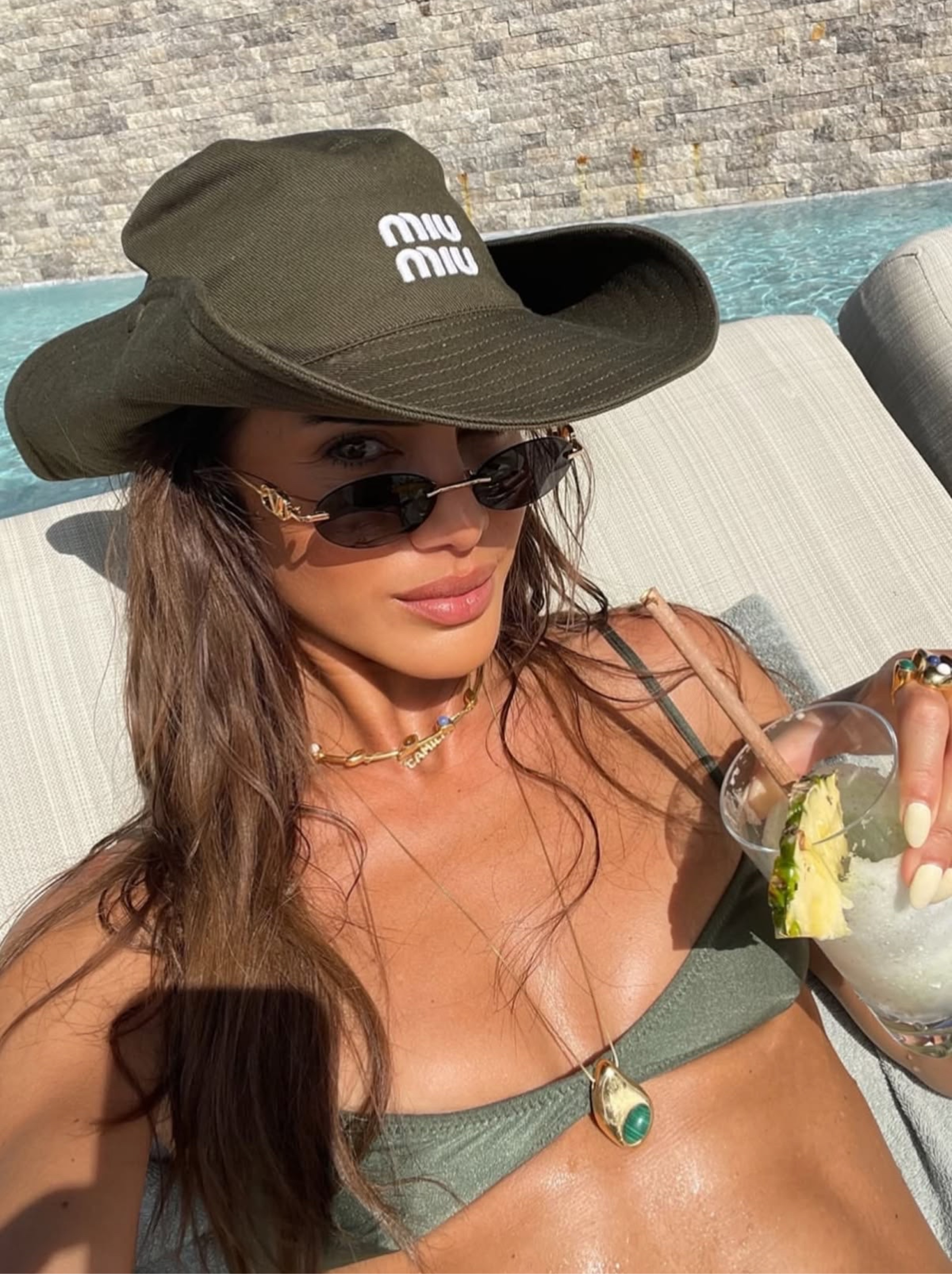 Miu Miu Forrest Green Cowboy Drill Hat