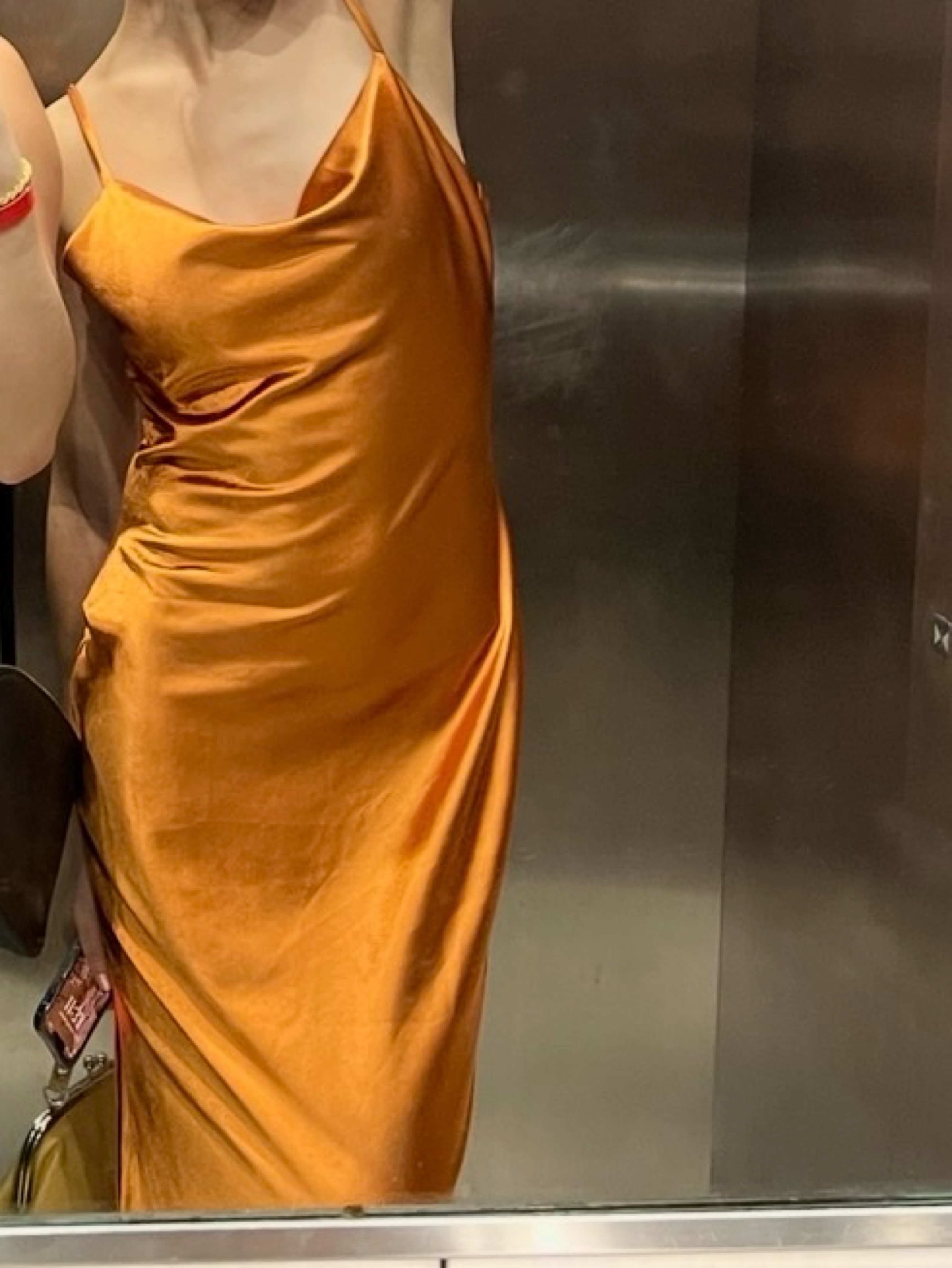 orange satin cowl neck dress Women's Cowl Neck Sleeveless Satin Midi Dress, Bronze