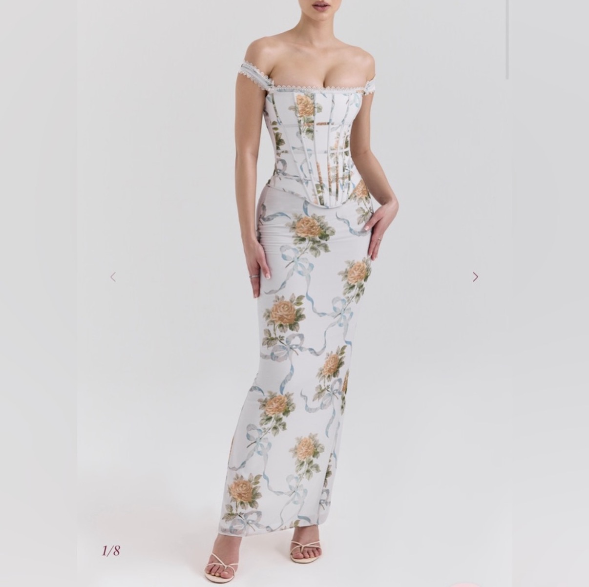 House of CB Isis Yellow Rose Corset Maxi Dress Floral Lace Trim by House of CB - Pickle House of CB Isis Yellow Rose Corset Maxi Dress Floral Lace Trim by House of CB - Pickle