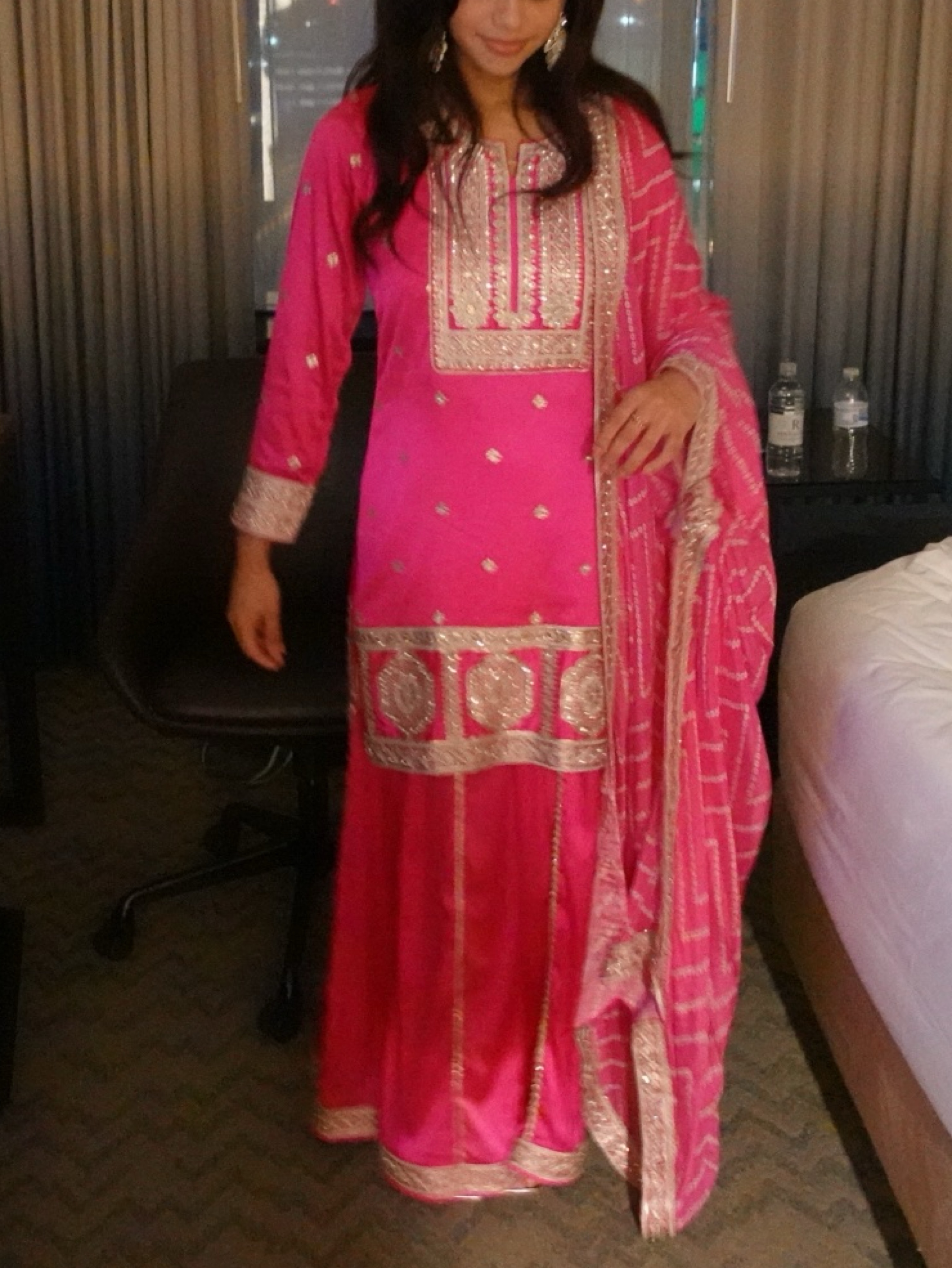 Bright Pink Embroidered Kurta & Palazzo Set