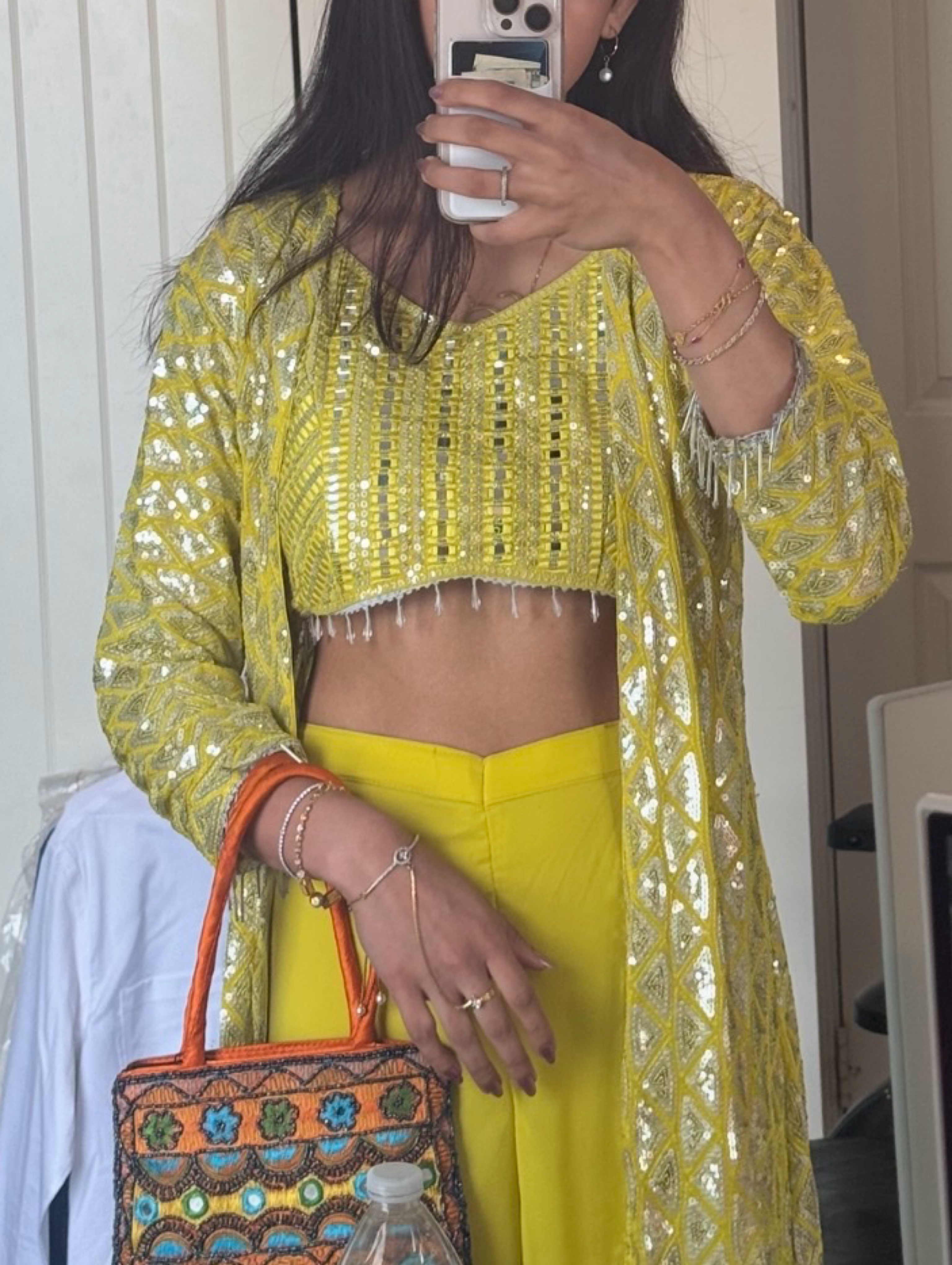 Bright Yellow Embroidered Haldi Three-Piece Set