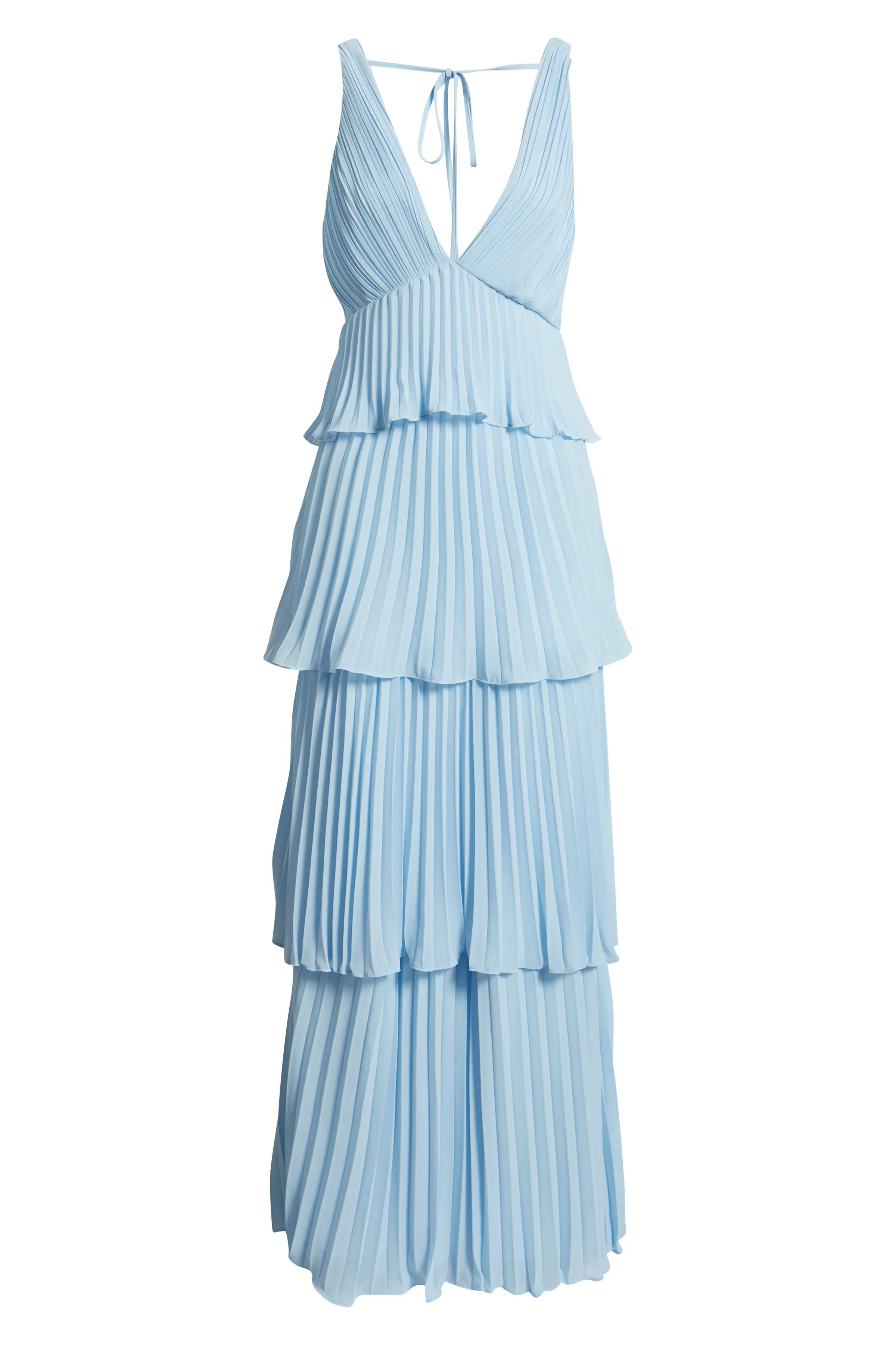 Light Blue Pleated Tiered Maxi Dress by Lulus - Pickle Light Blue Pleated Tiered Maxi Dress by Lulus - Pickle