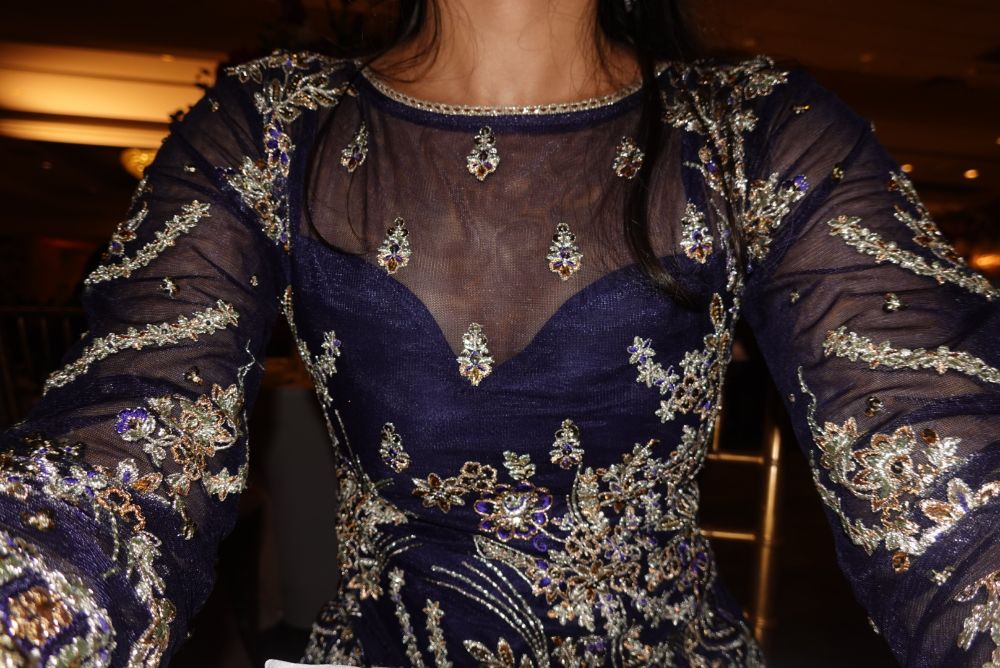 Statement Designer-Inspired Gharara | Navy & Silver