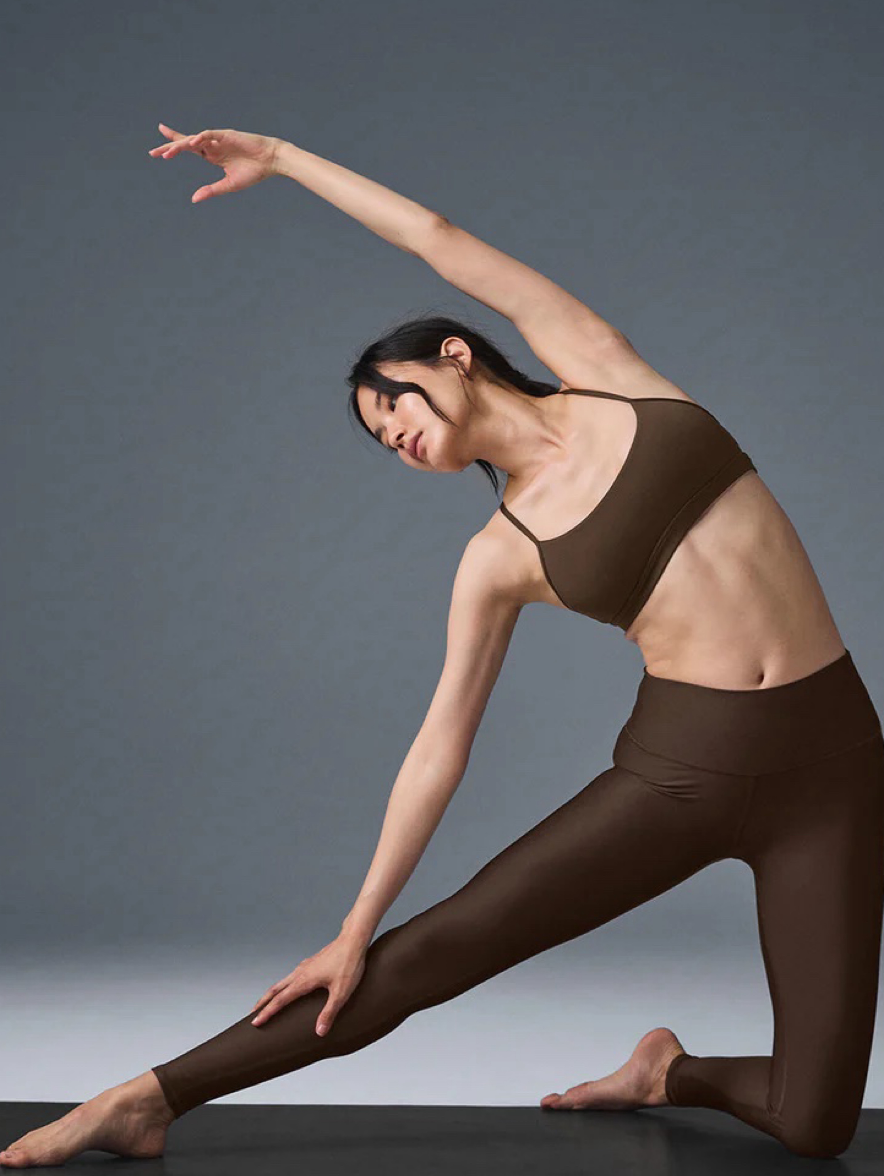 Alo Espresso Airlift Intrigue Bra and Leggings by Alo Yoga - Pickle