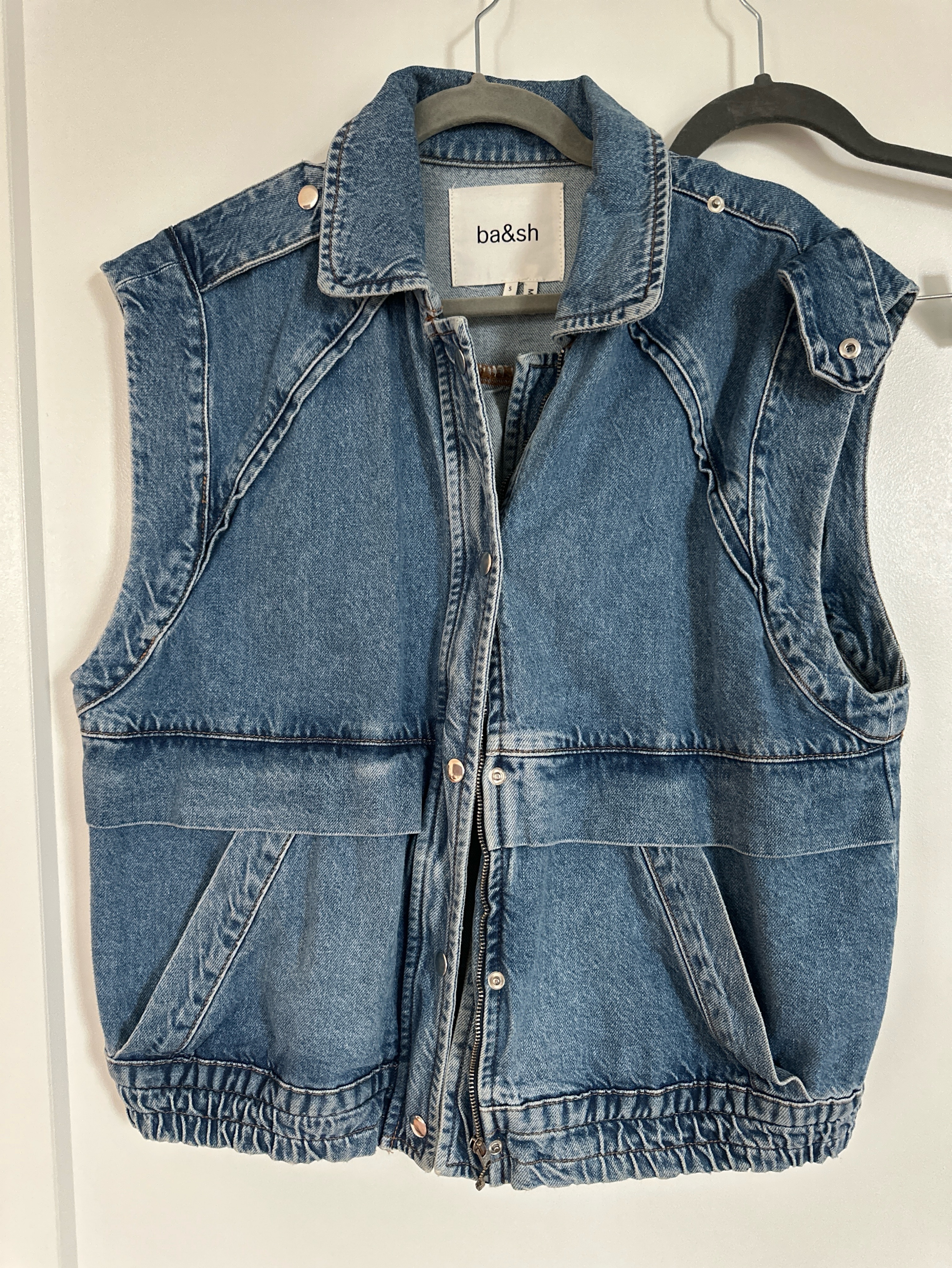 ba&sh Blue Denim Retro Vest Size Small