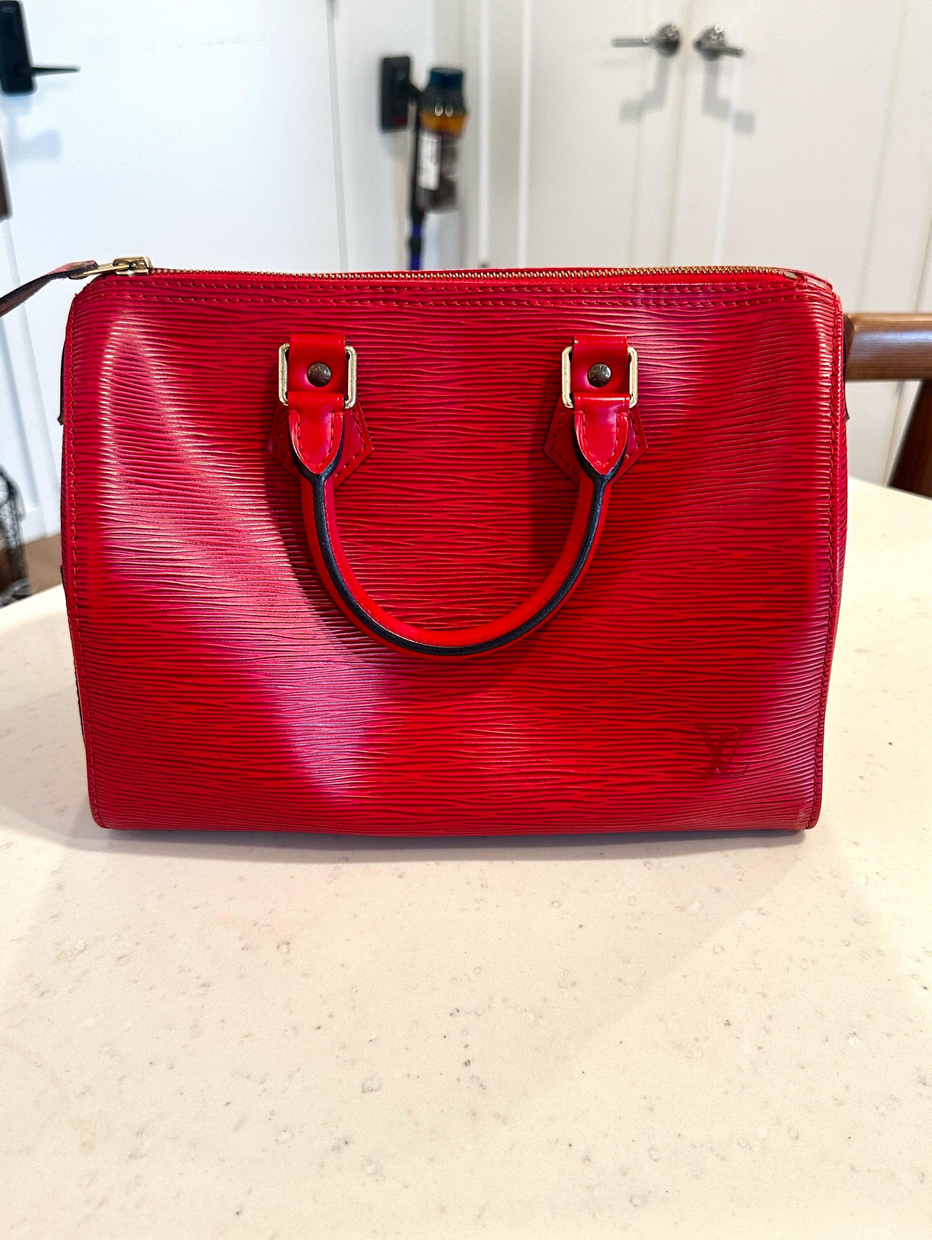 Louis Vuitton Red Leather Handbag