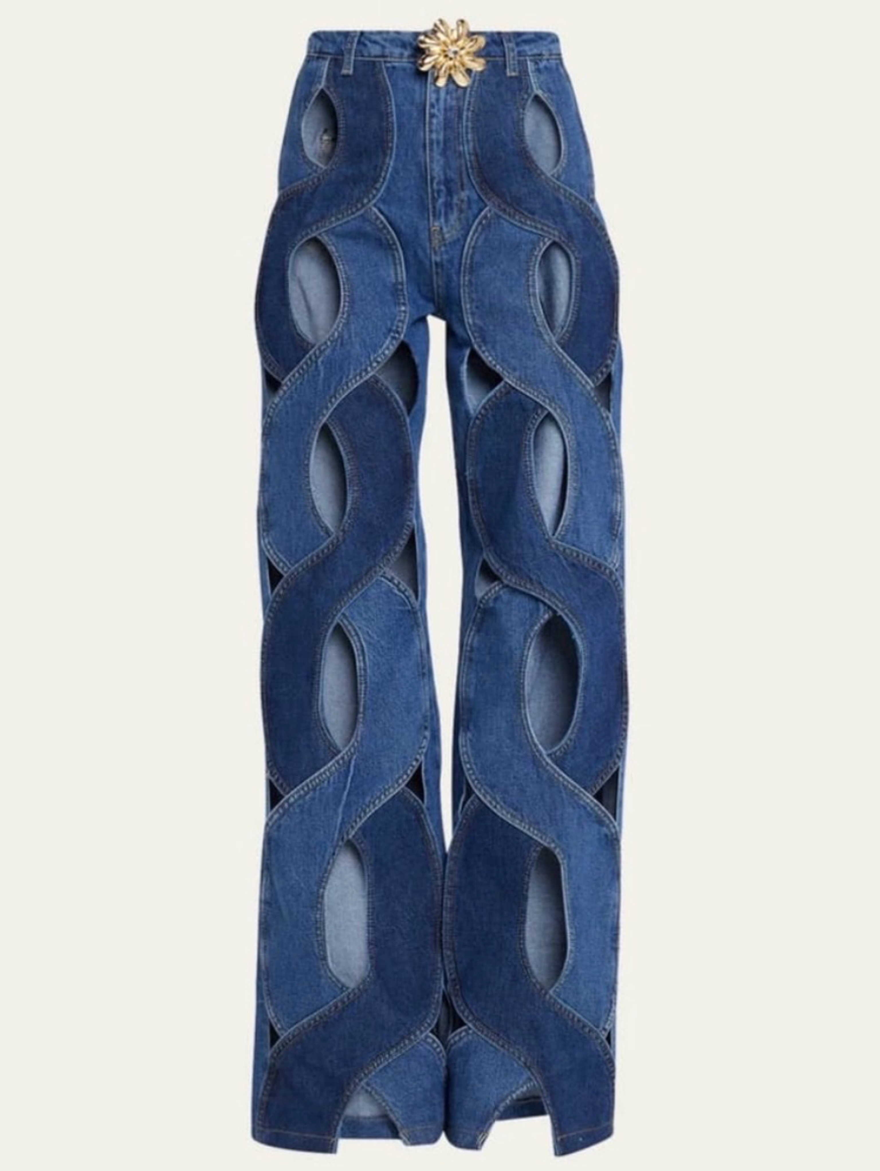 AREA Blue Denim Rope Cutout Jeans Size 25