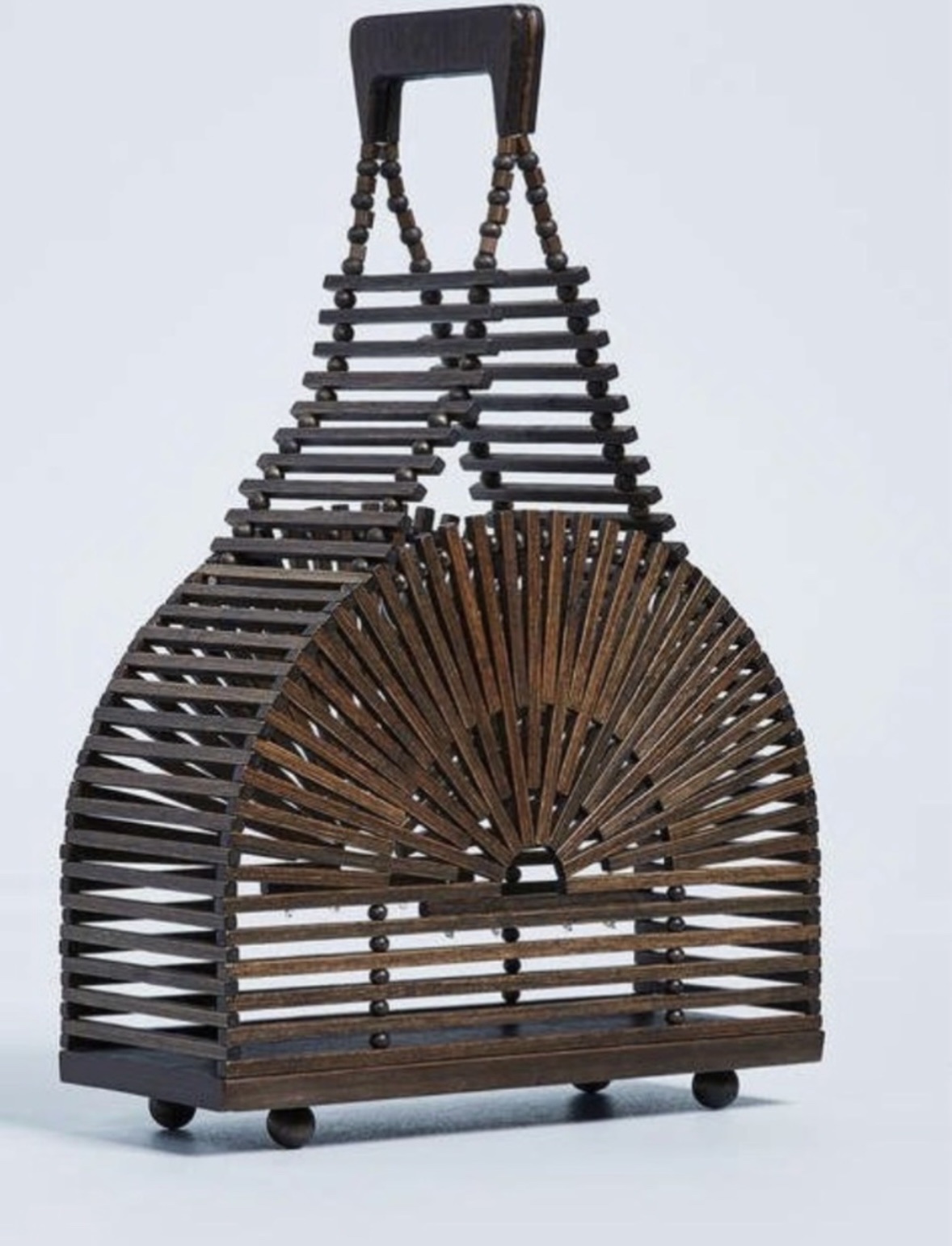 Cult Gaia Mini Teak Cupola Dome Bag Dark Bamboo