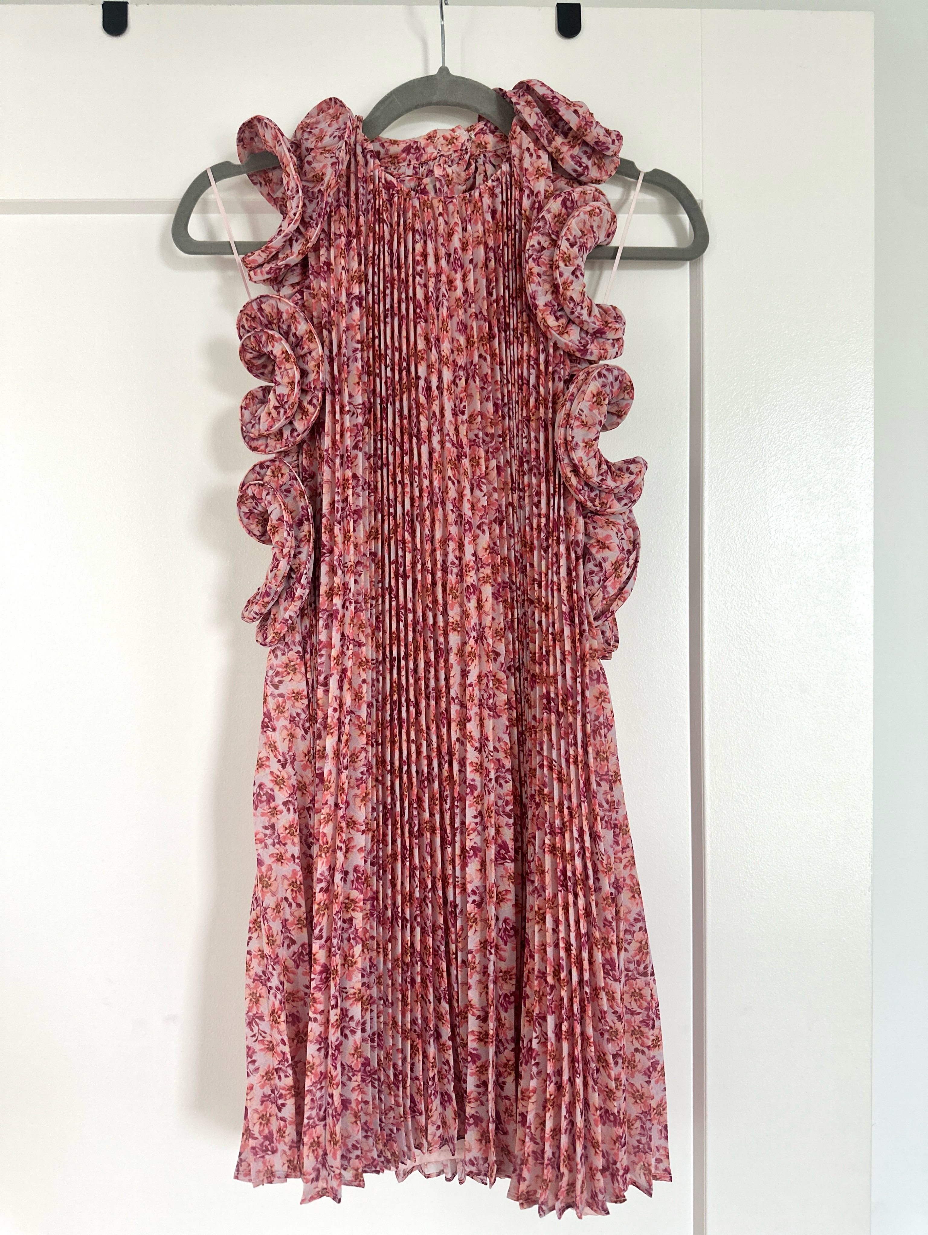 AMUR Pink Floral Pleated Midi Dress Size 0