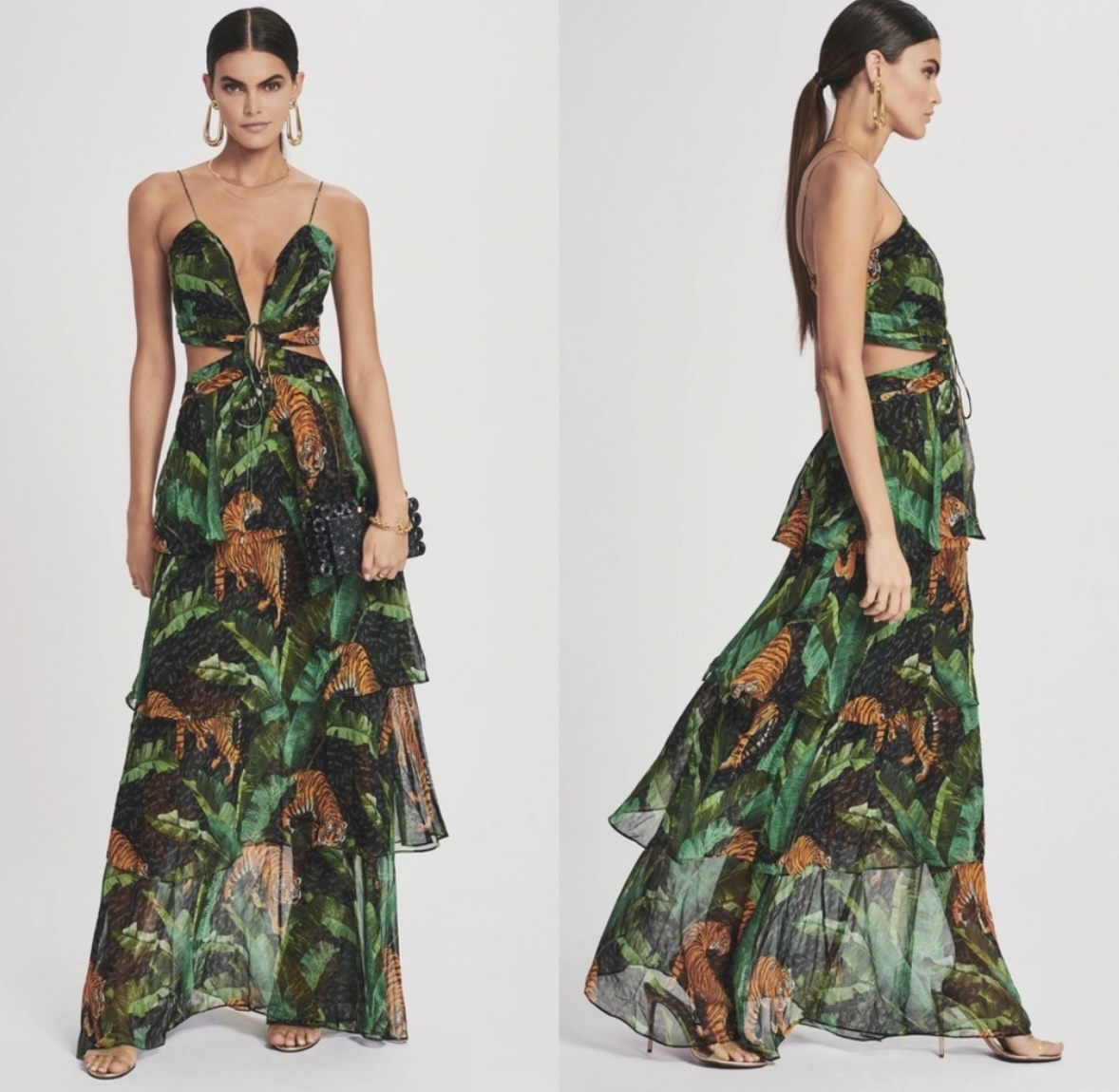 Retrofet Tiger Silk + Chiffon Gown XS